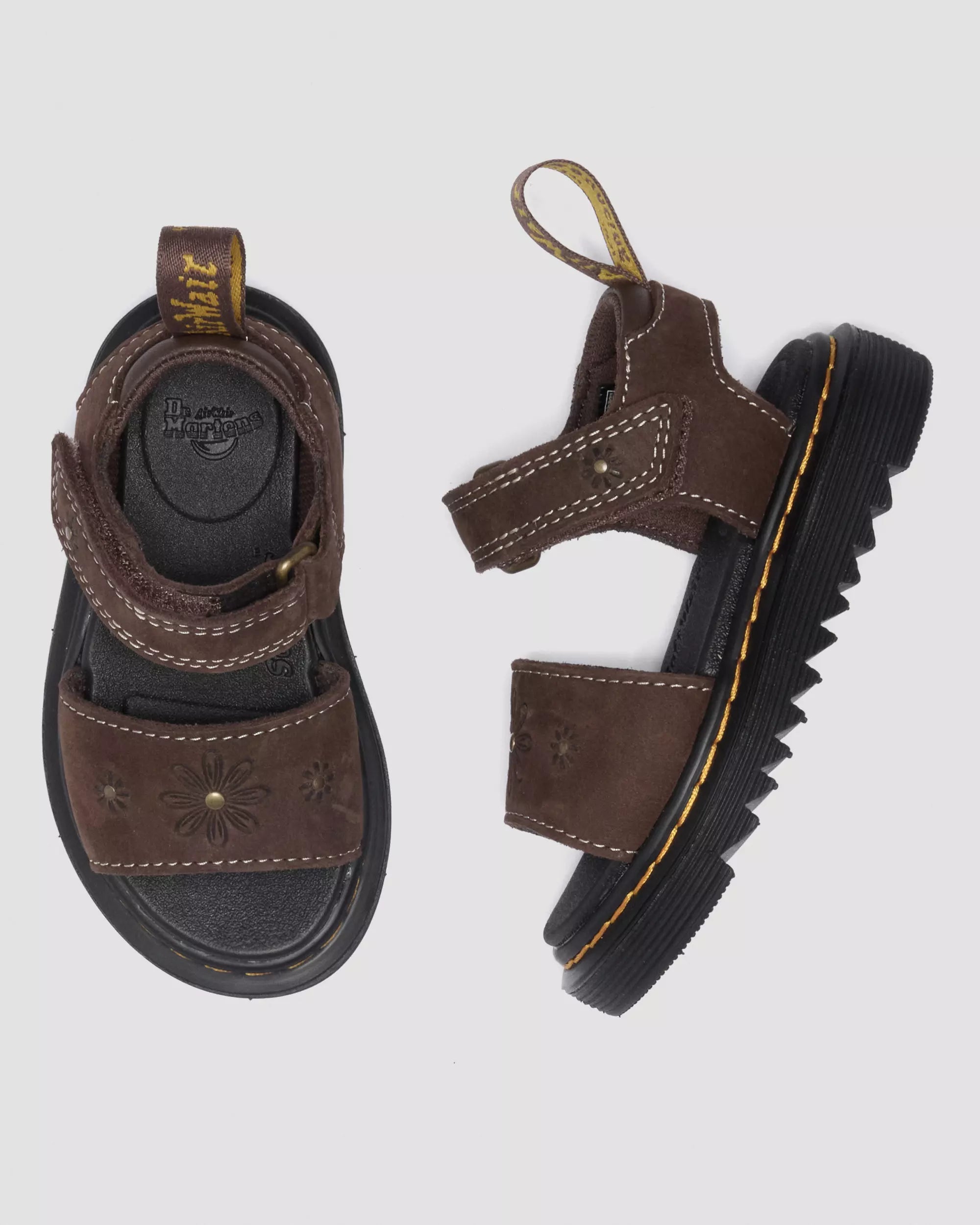 Youth Marlowe Flower Debossed Nubuck Strap Sandals