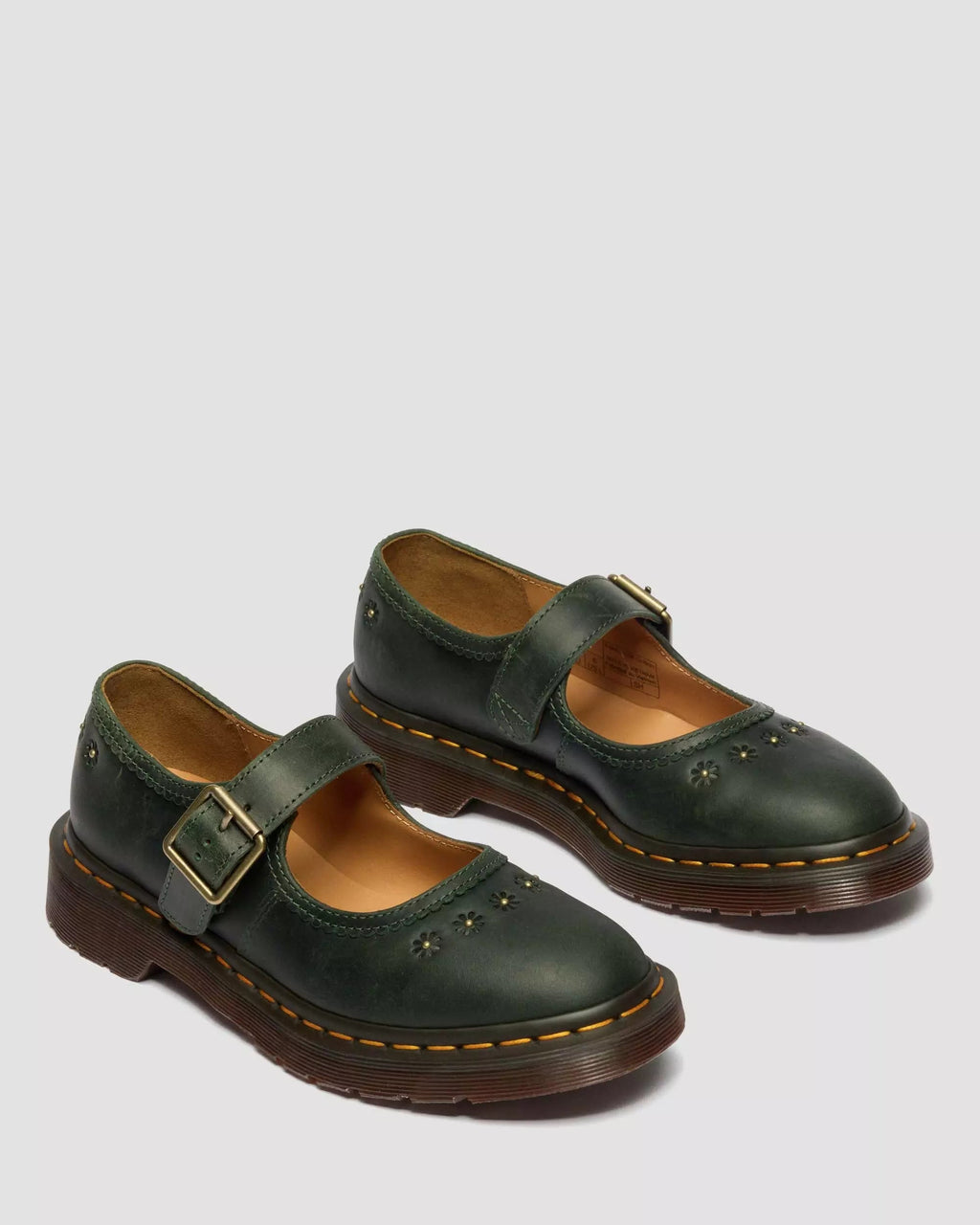 Mary Jane Flower Crazy Horse Leather Shoes