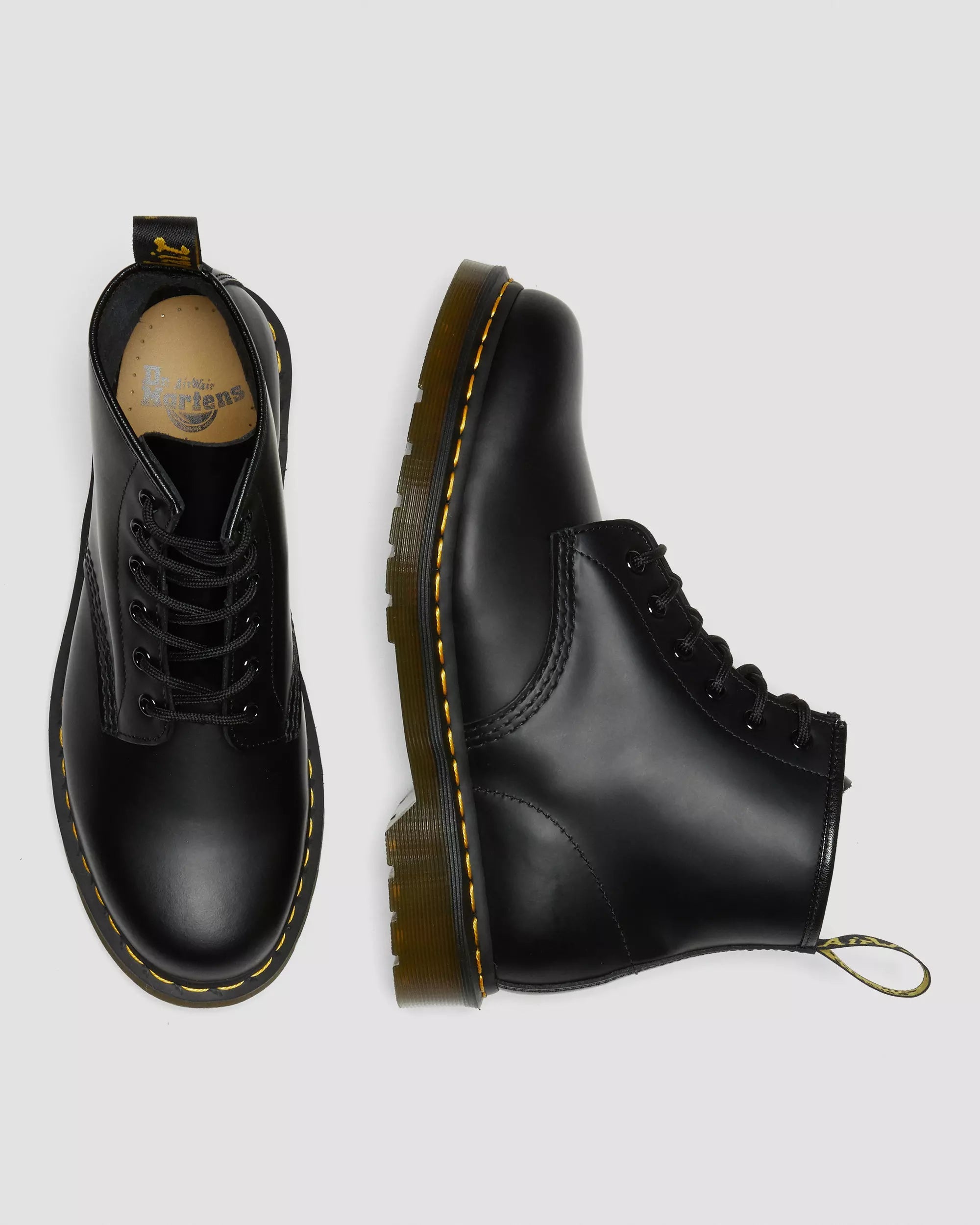 101 Yellow Stitch Smooth Leather Ankle Boots