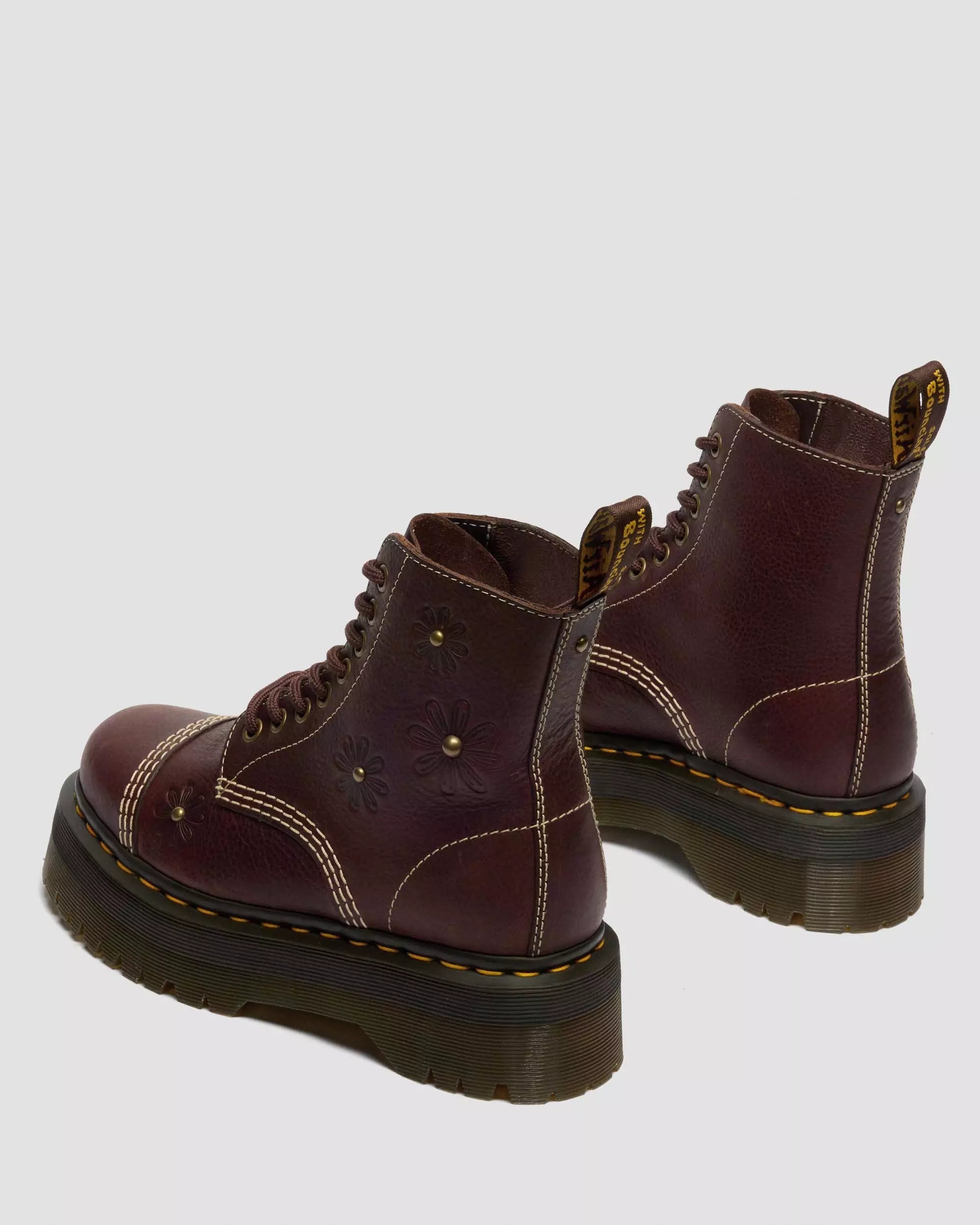 Sinclair Flower Grizzly Leather Platform Boots