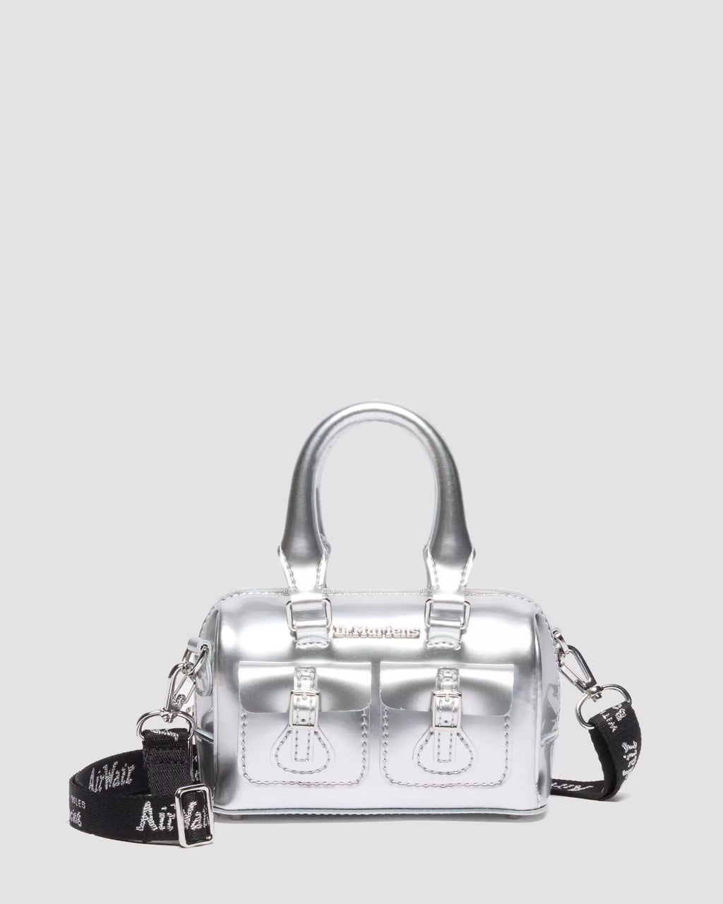 Mini Top Handle Bag Silver Patent Leather Bag