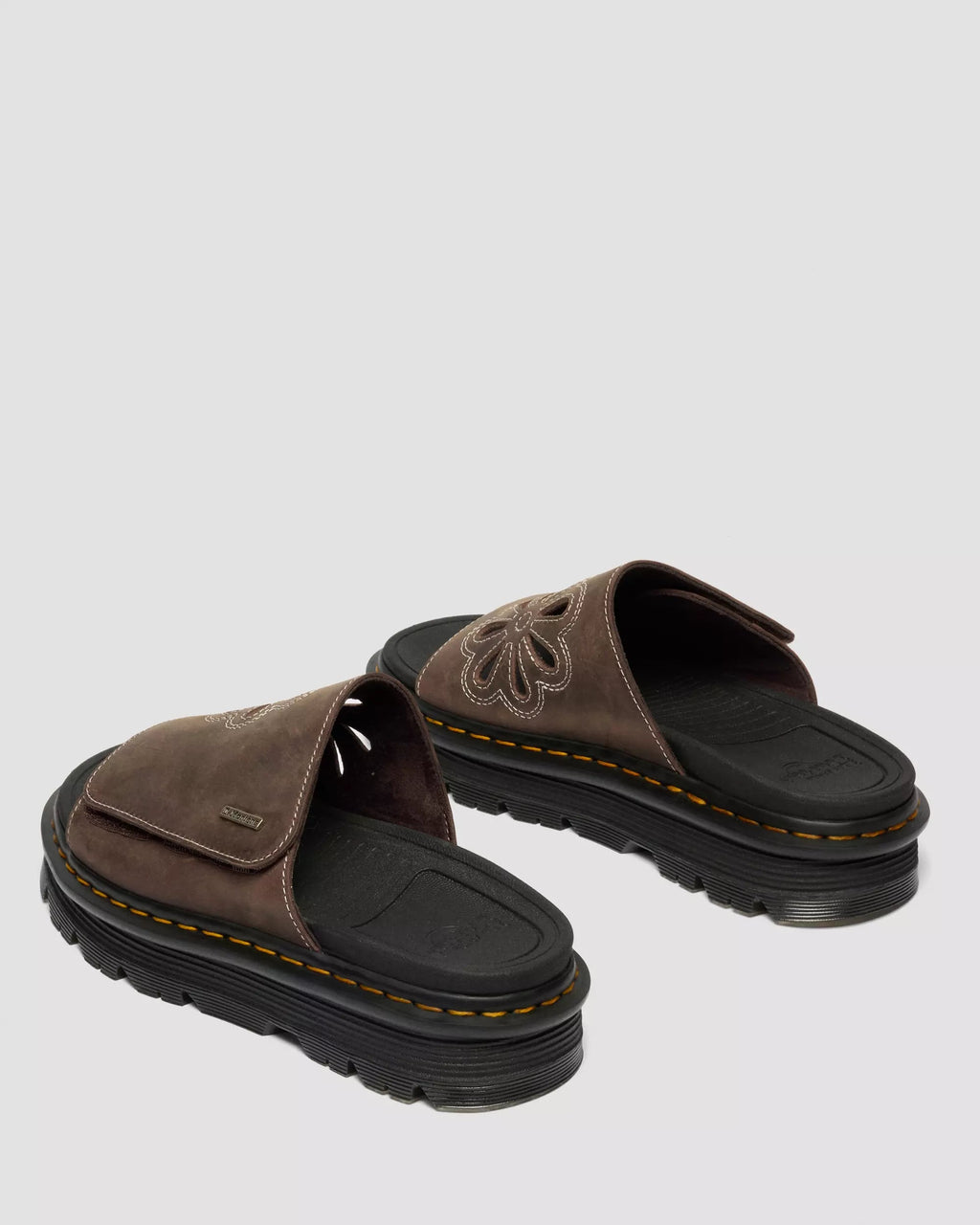 Zebzag Flower Slides Crazy Horse Leather Strap Platform Sandals