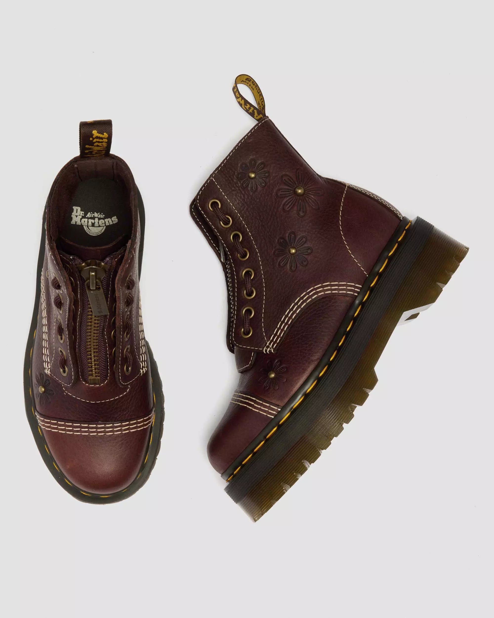 Sinclair Flower Grizzly Leather Platform Boots