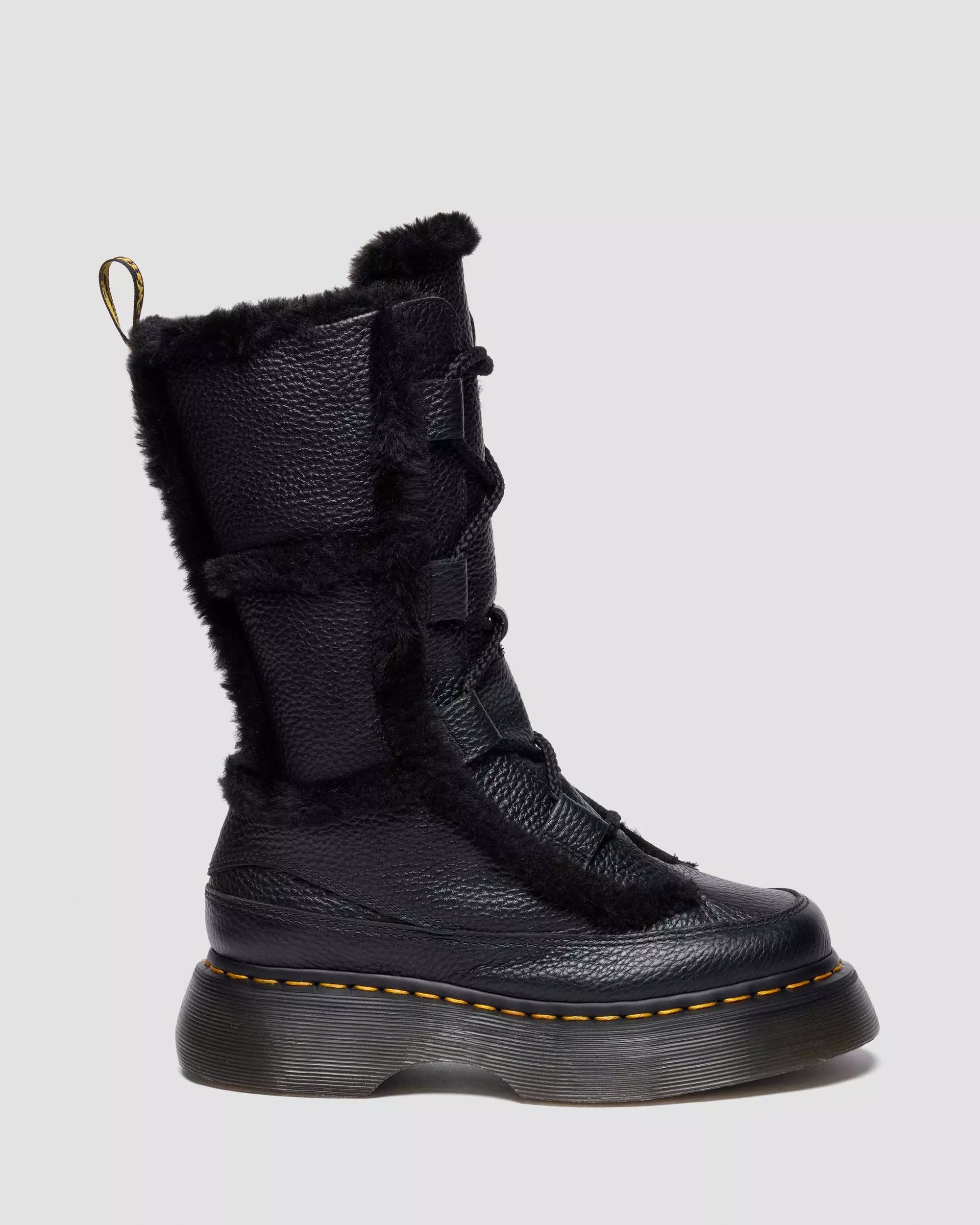Buzz Lace Up Faux Fur Lined Milled Nappa Leather Lace Up Boots