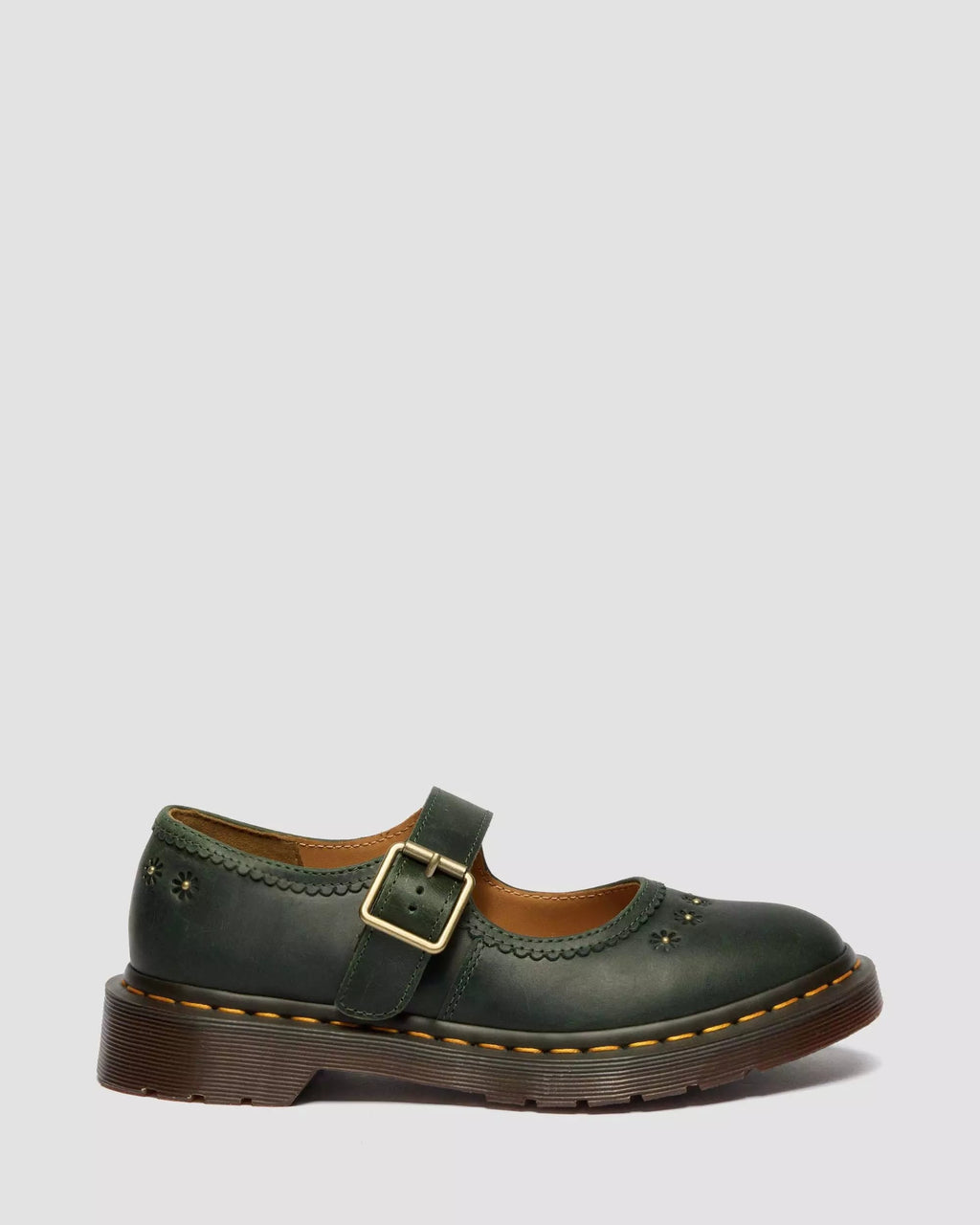 Mary Jane Flower Crazy Horse Leather Shoes