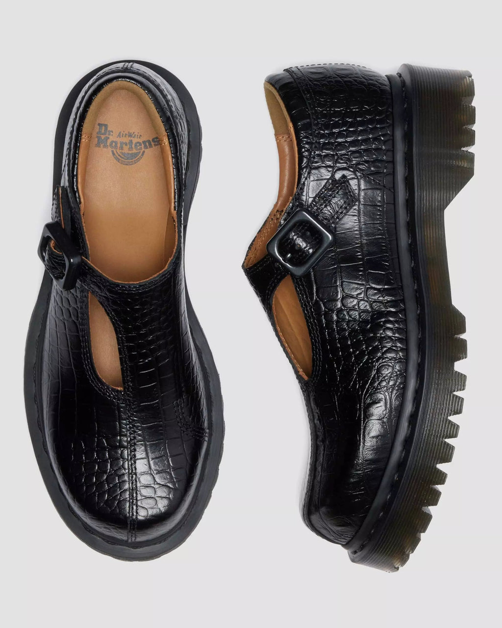 Rejena Mary Jane Croc Emboss Leather Shoes