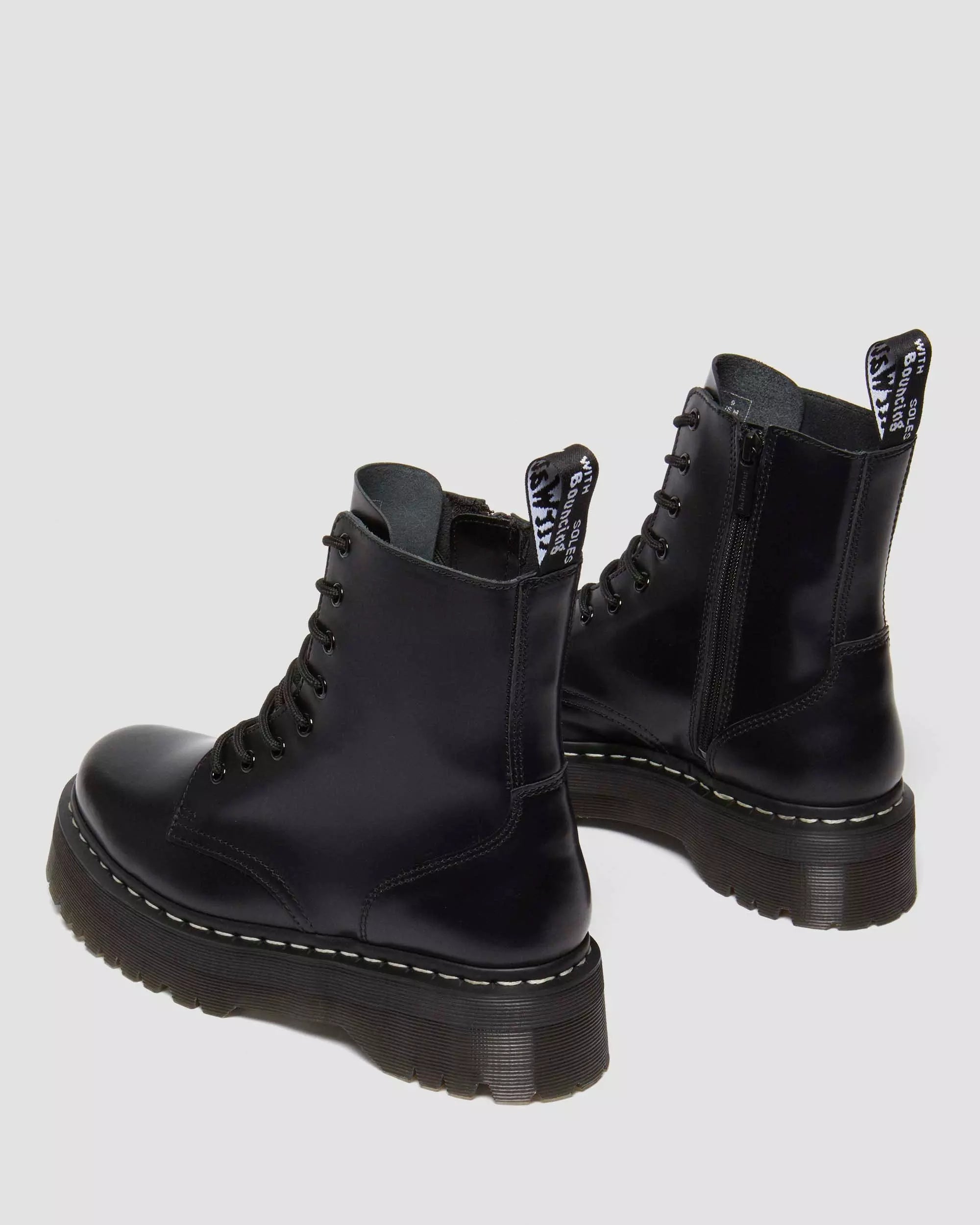 Jadon White Stitch Smooth Leather Platform Boots