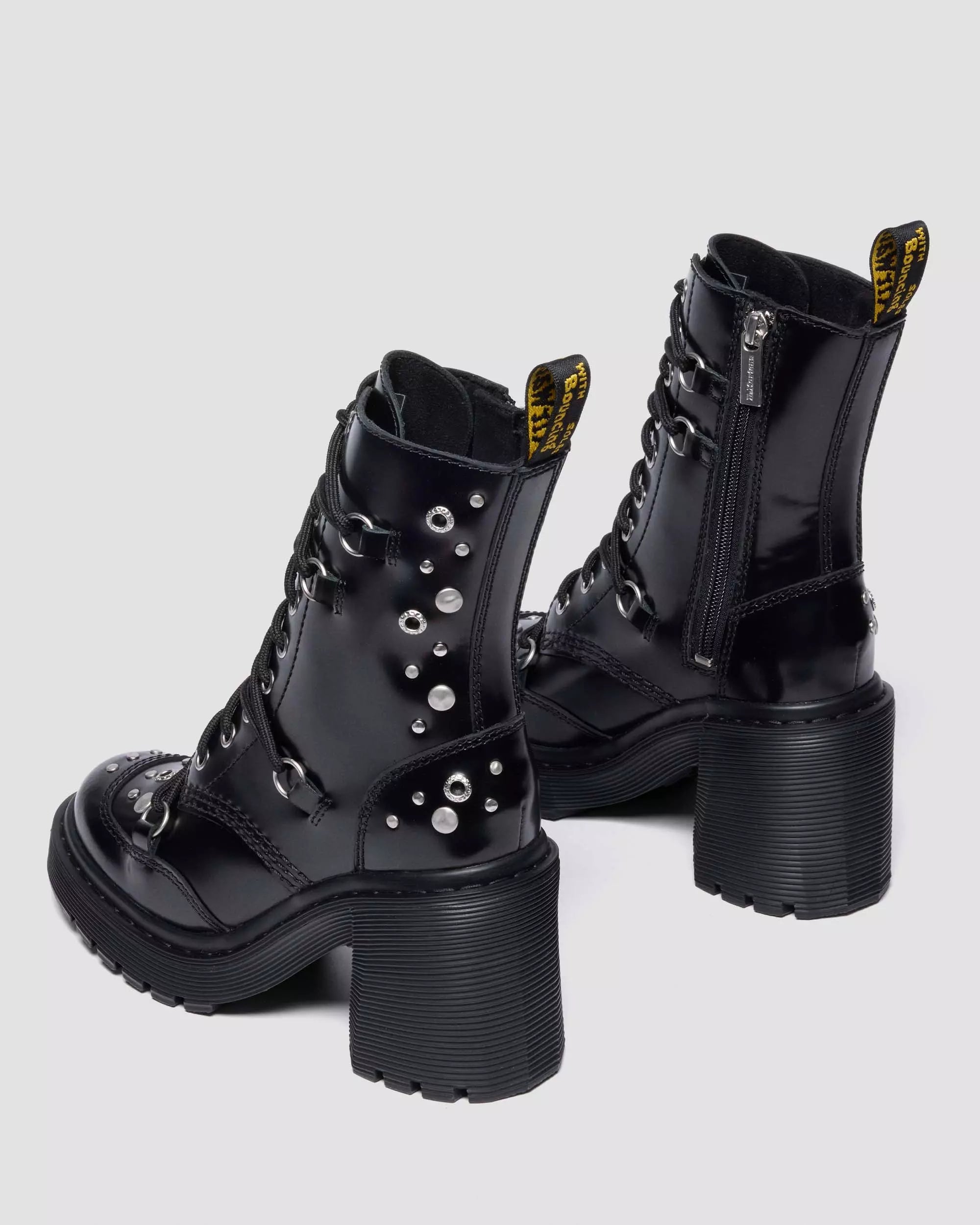 CHESNEY Studded Buttero Leather Flare Heeled Boots