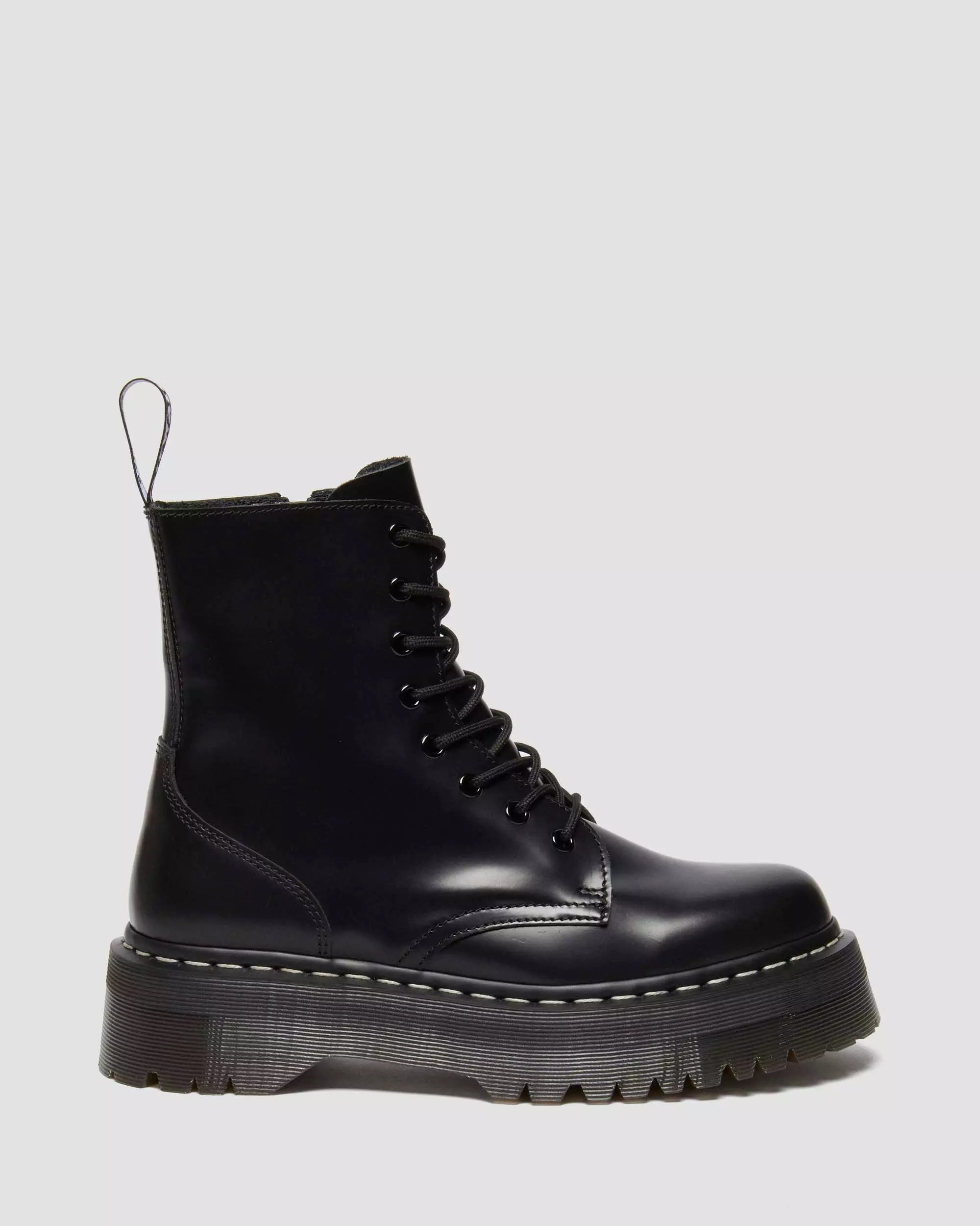 Jadon White Stitch Smooth Leather Platform Boots