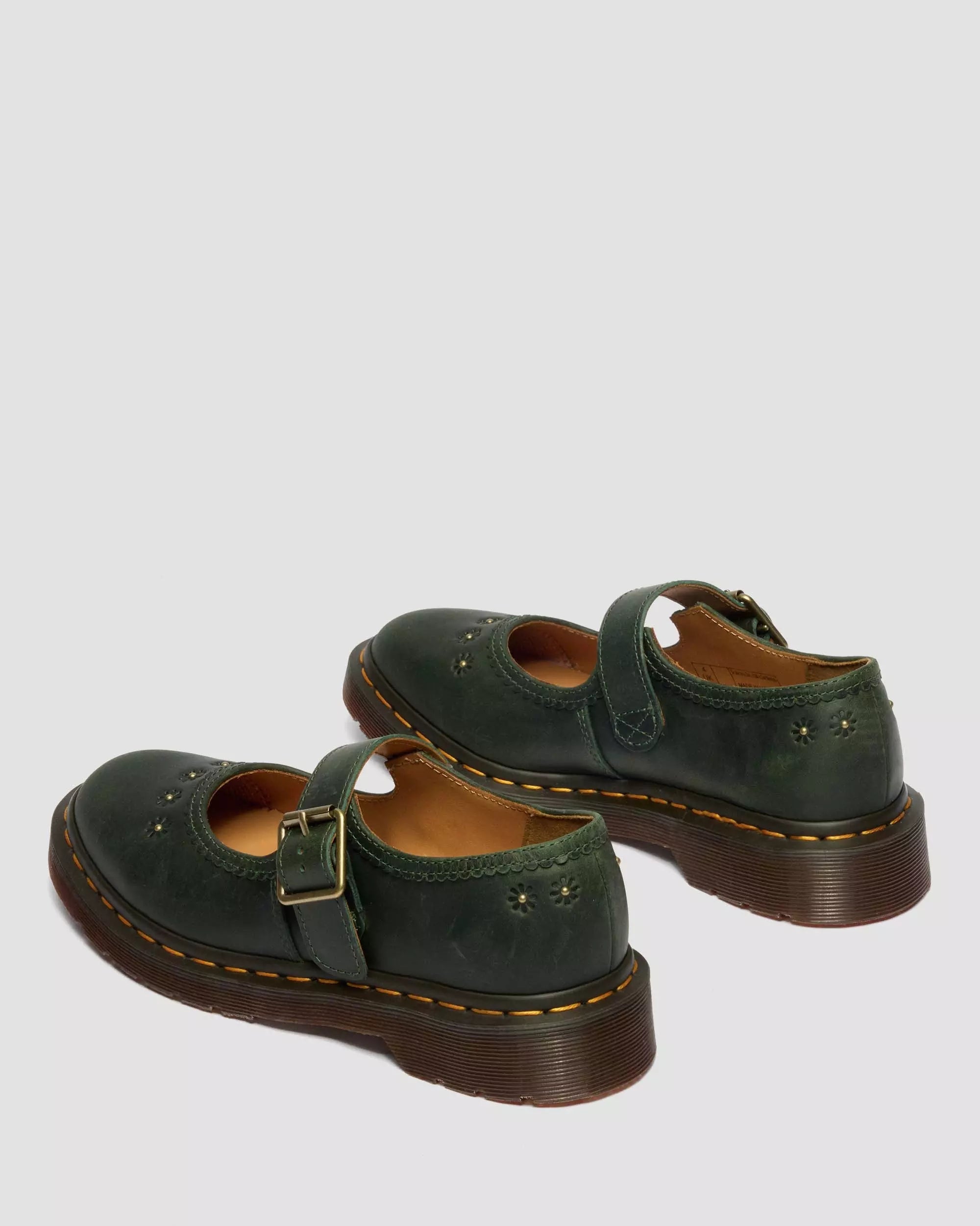 Mary Jane Flower Crazy Horse Leather Shoes