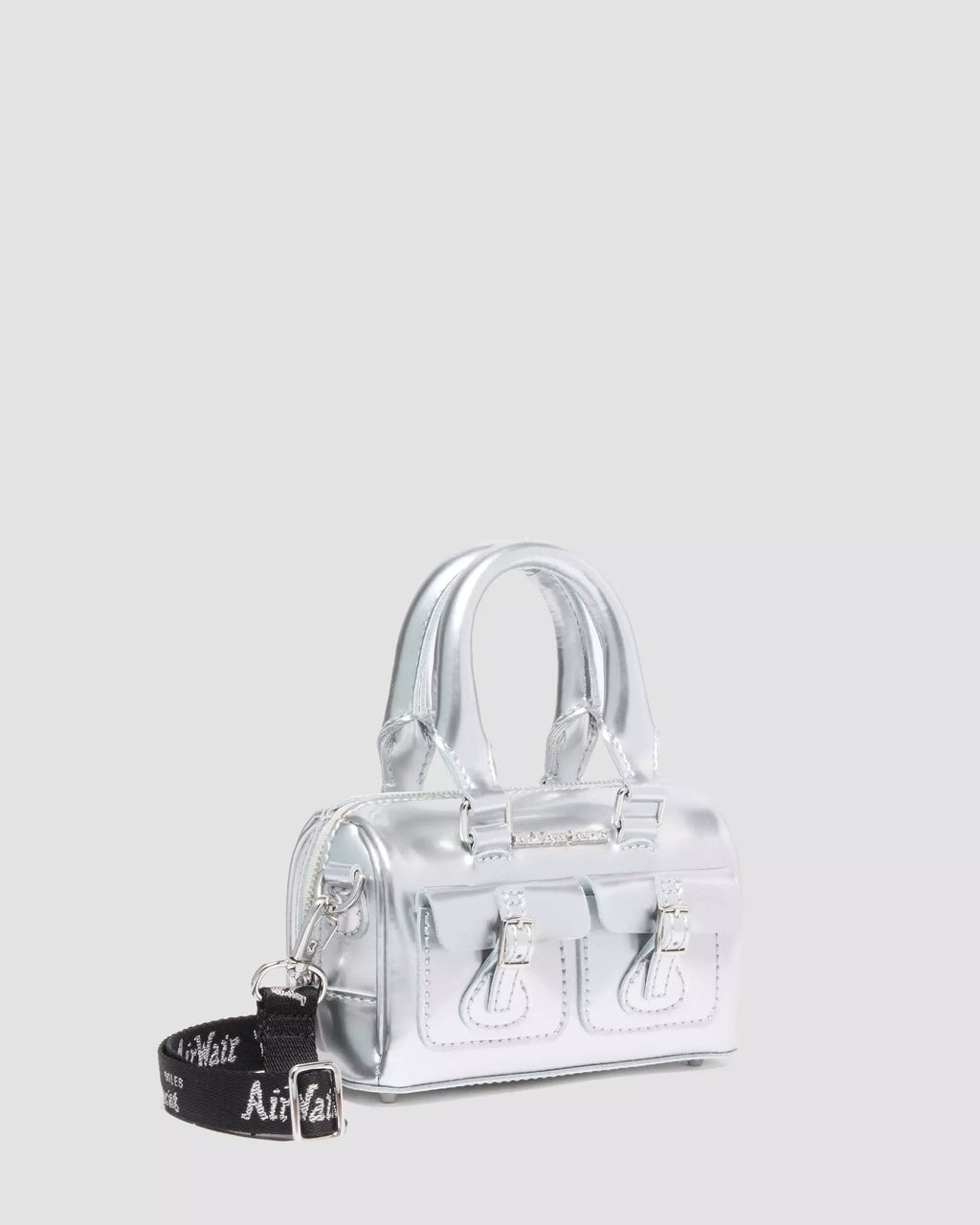 Mini Top Handle Bag Silver Patent Leather Bag