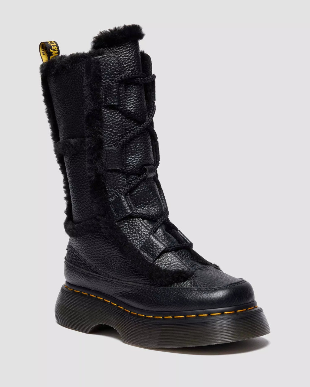 Buzz Lace Up Faux Fur Lined Milled Nappa Leather Lace Up Boots