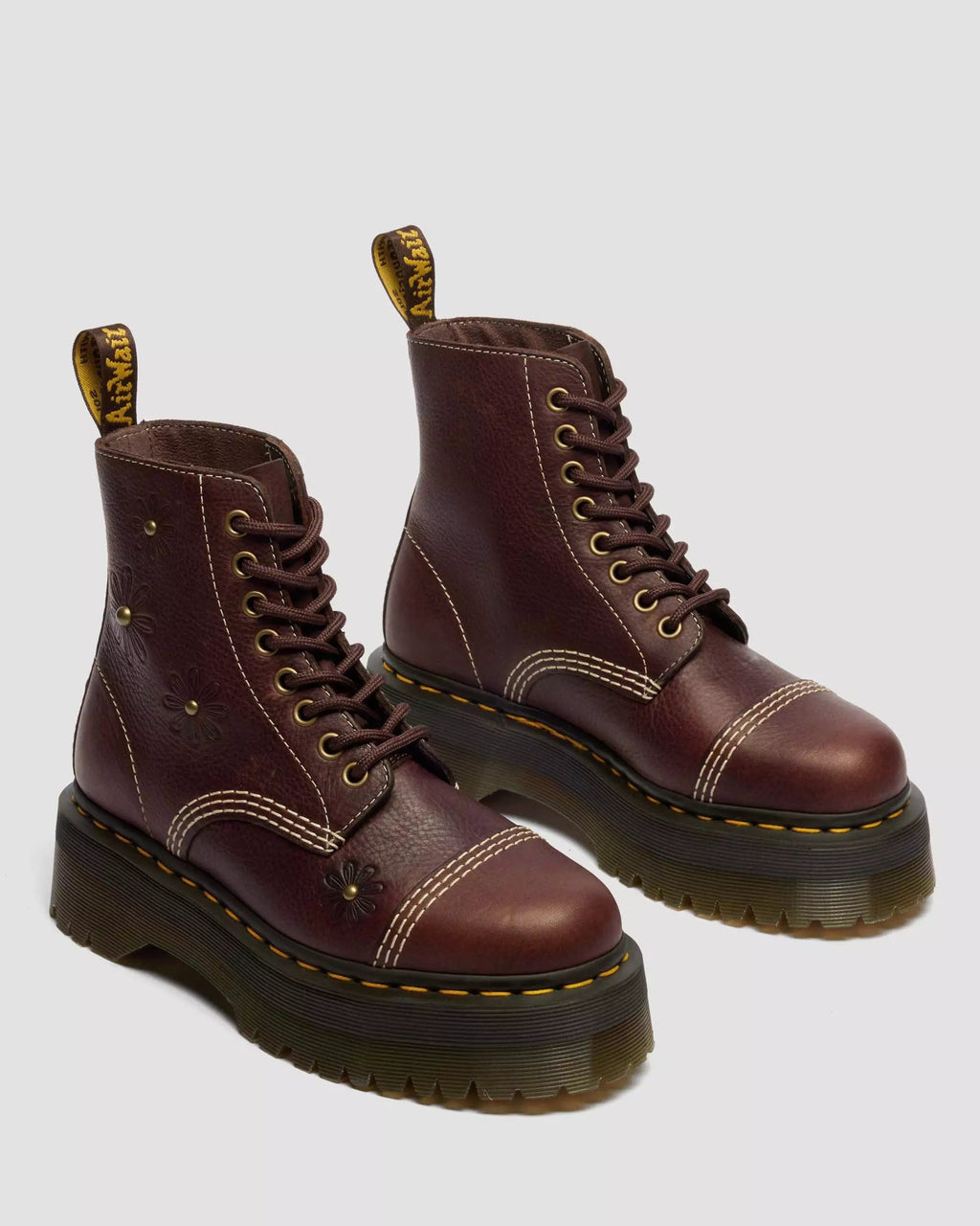 Sinclair Flower Grizzly Leather Platform Boots
