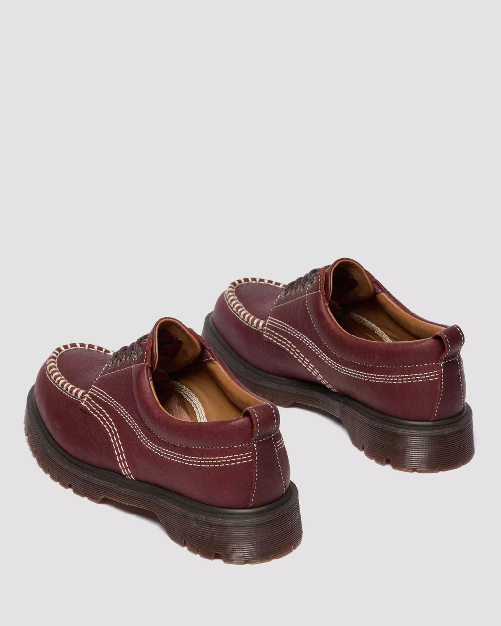 Lowell Wild Grain Leather Lace Up Moc Toe Shoes