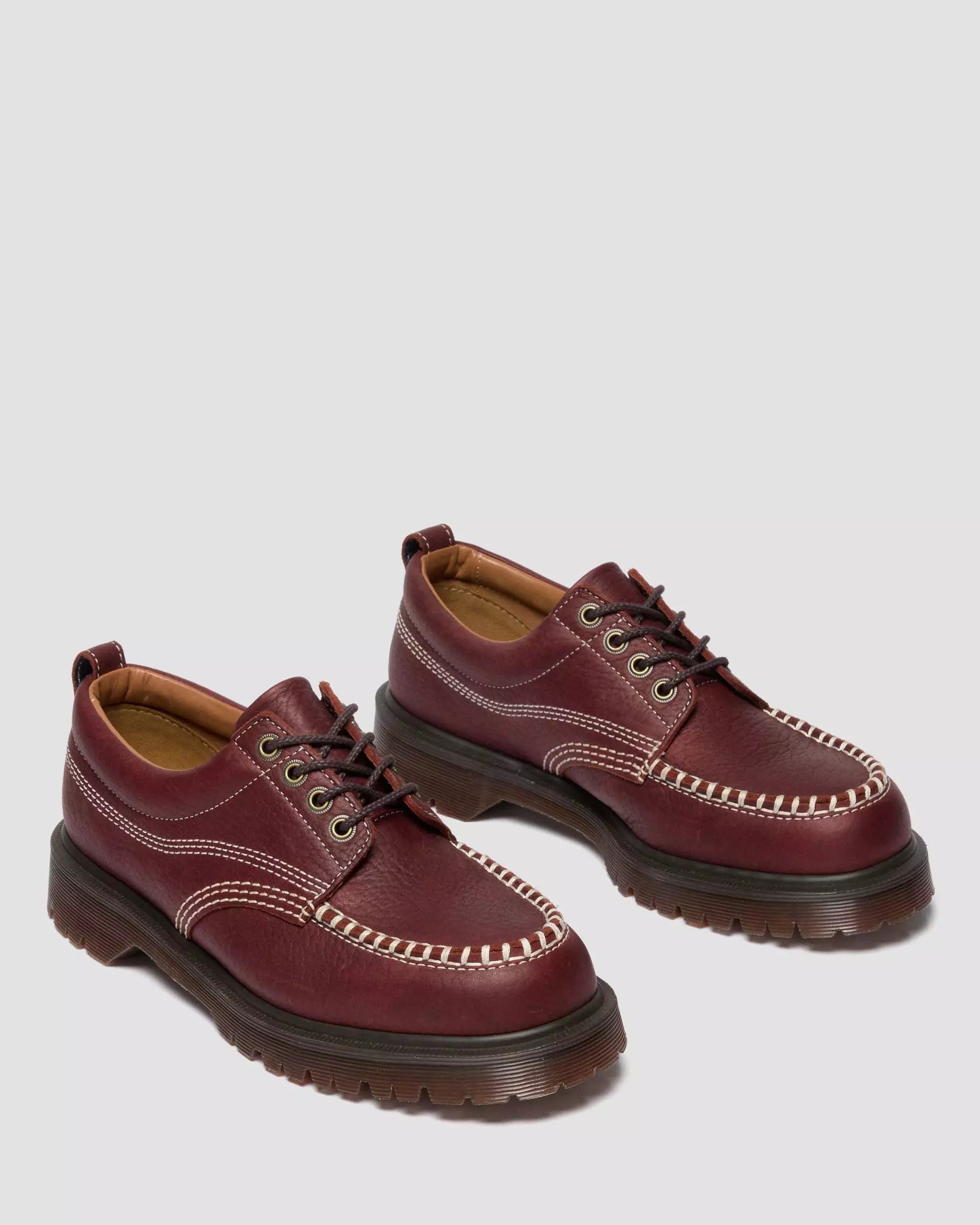 Lowell Wild Grain Leather Lace Up Moc Toe Shoes