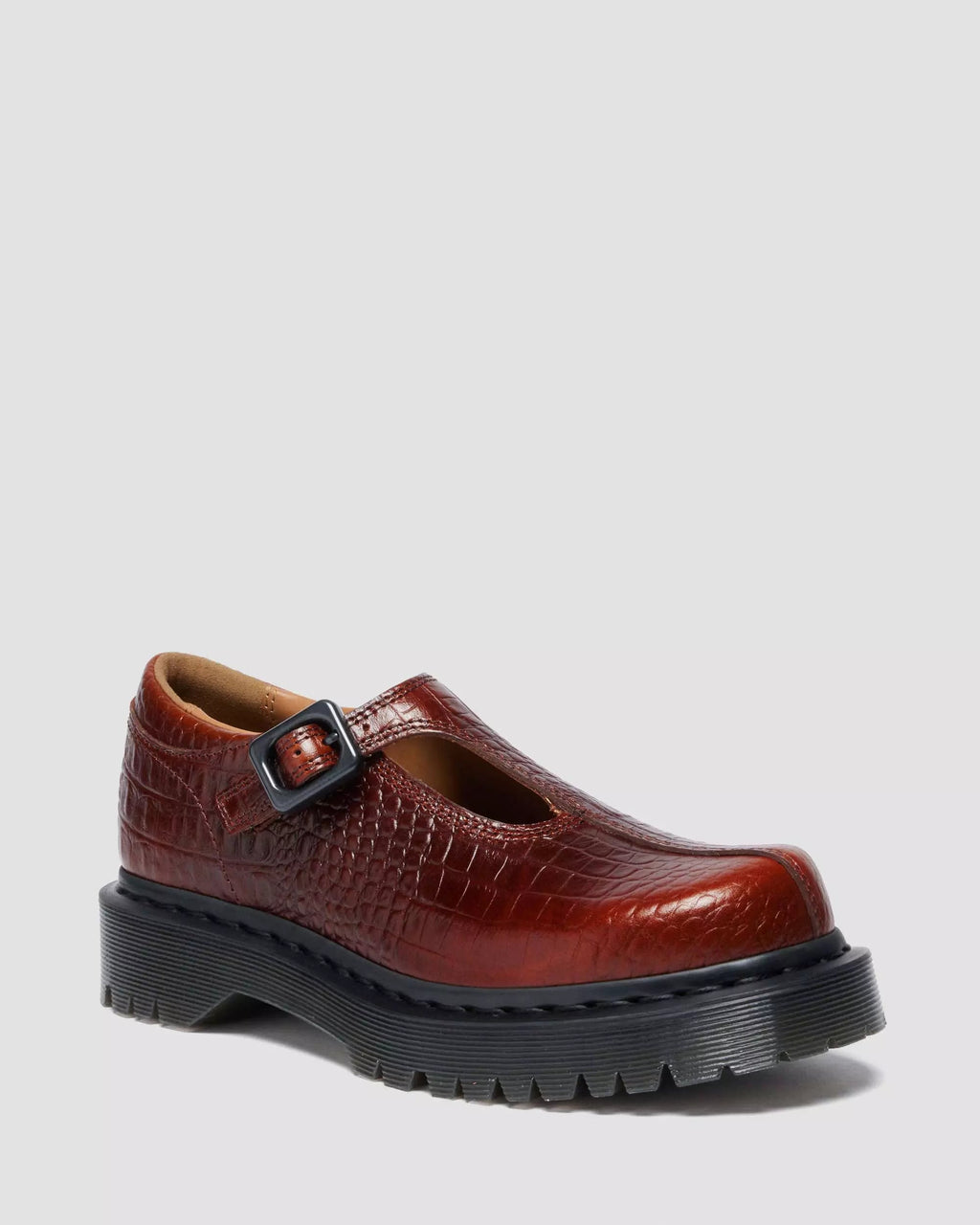 Rejena Mary Jane Croc Emboss Leather Shoes