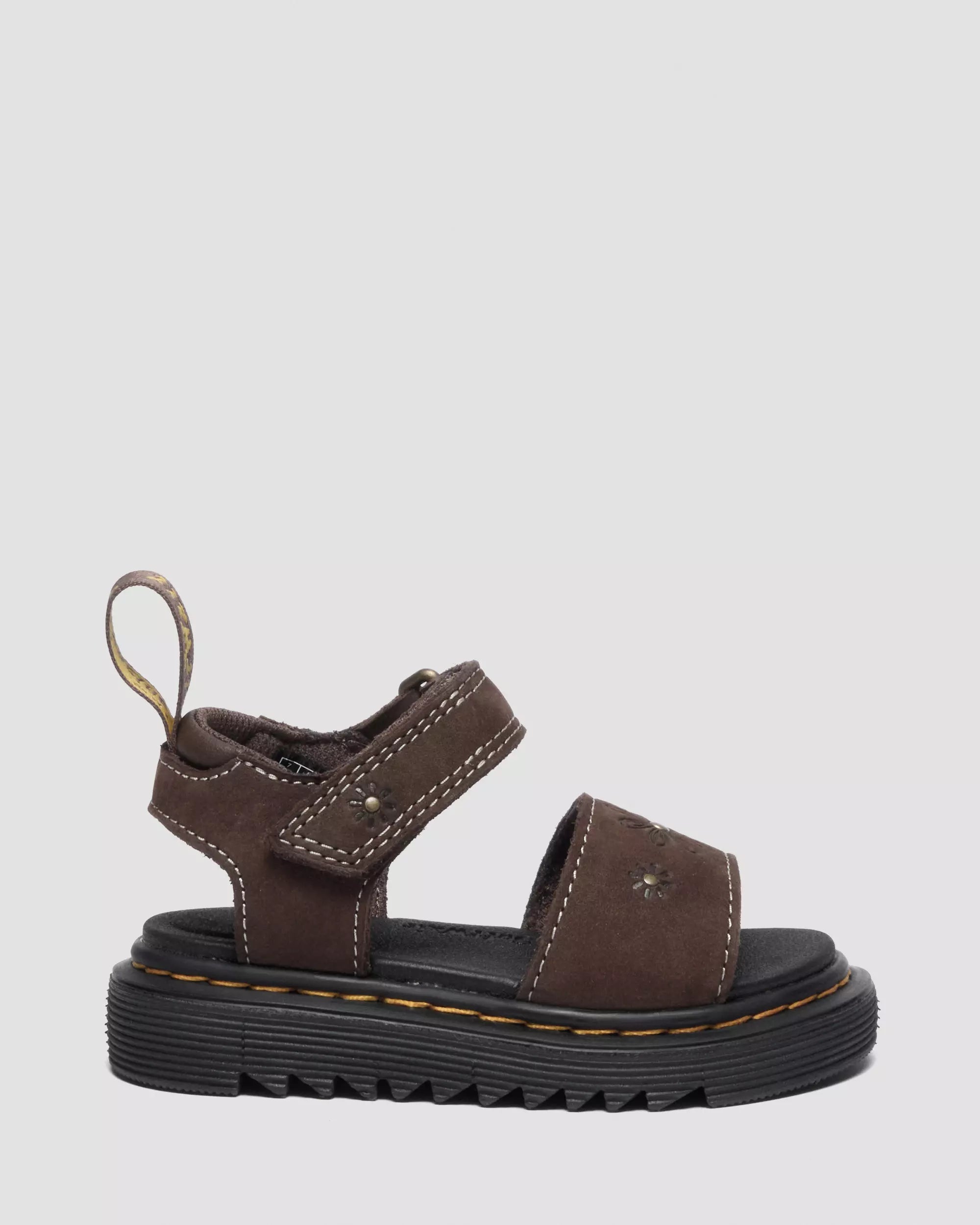 Youth Marlowe Flower Debossed Nubuck Strap Sandals