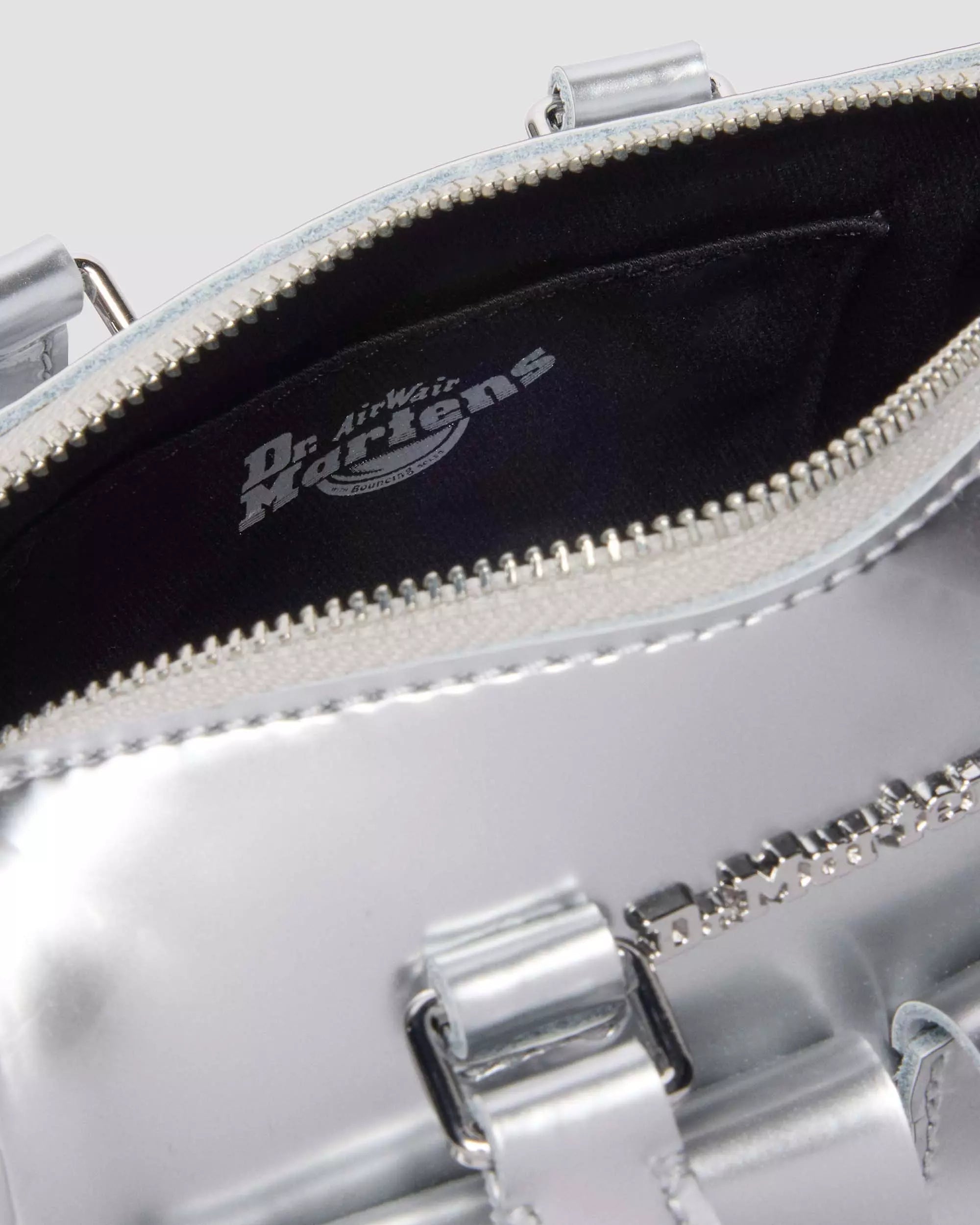 Mini Top Handle Bag Silver Patent Leather Bag