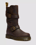 Anistone Two Strap Tall Crazy Horse Leather Biker Boots