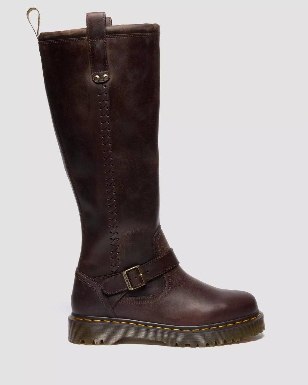 Anistone Knee High Crazy Horse Leather Biker Boots