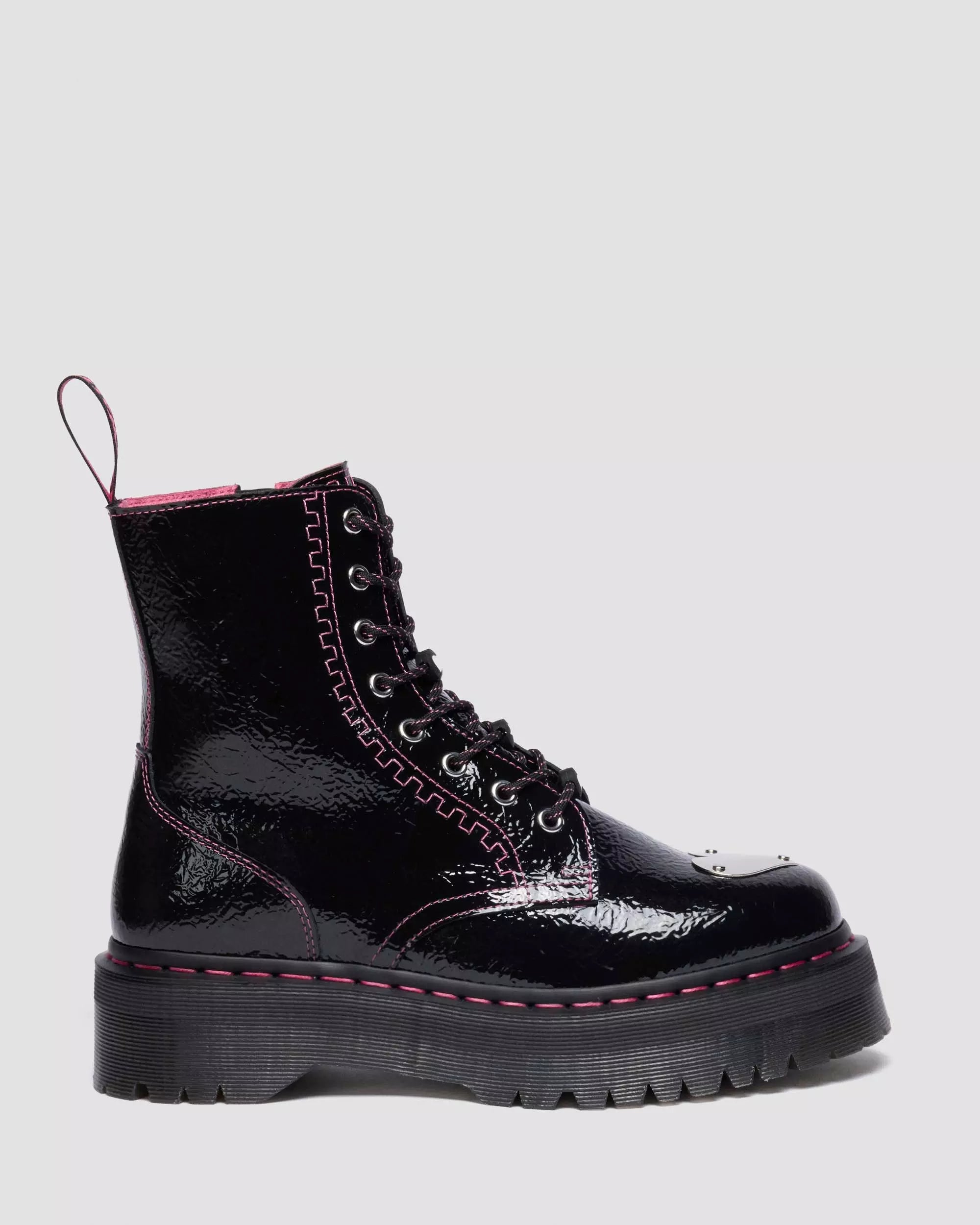 Jadon Distressed Patent Leather Platform Boots