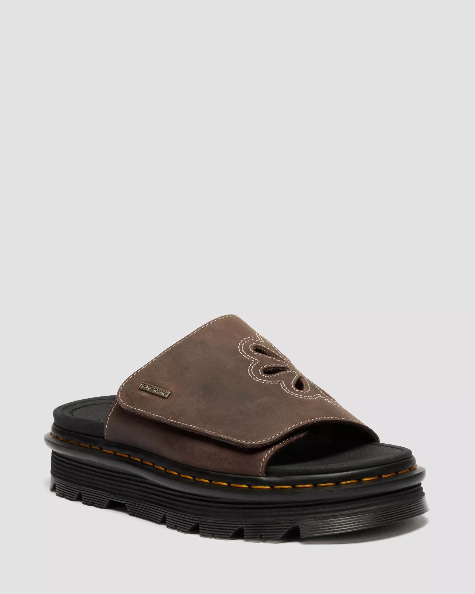 Zebzag Flower Slides Crazy Horse Leather Strap Platform Sandals