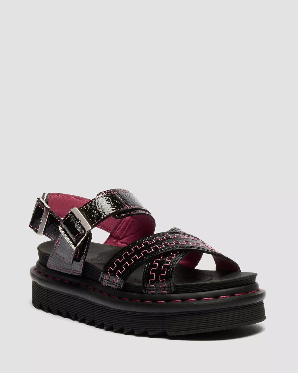 Voss II Distressed Patent Leather Sandals