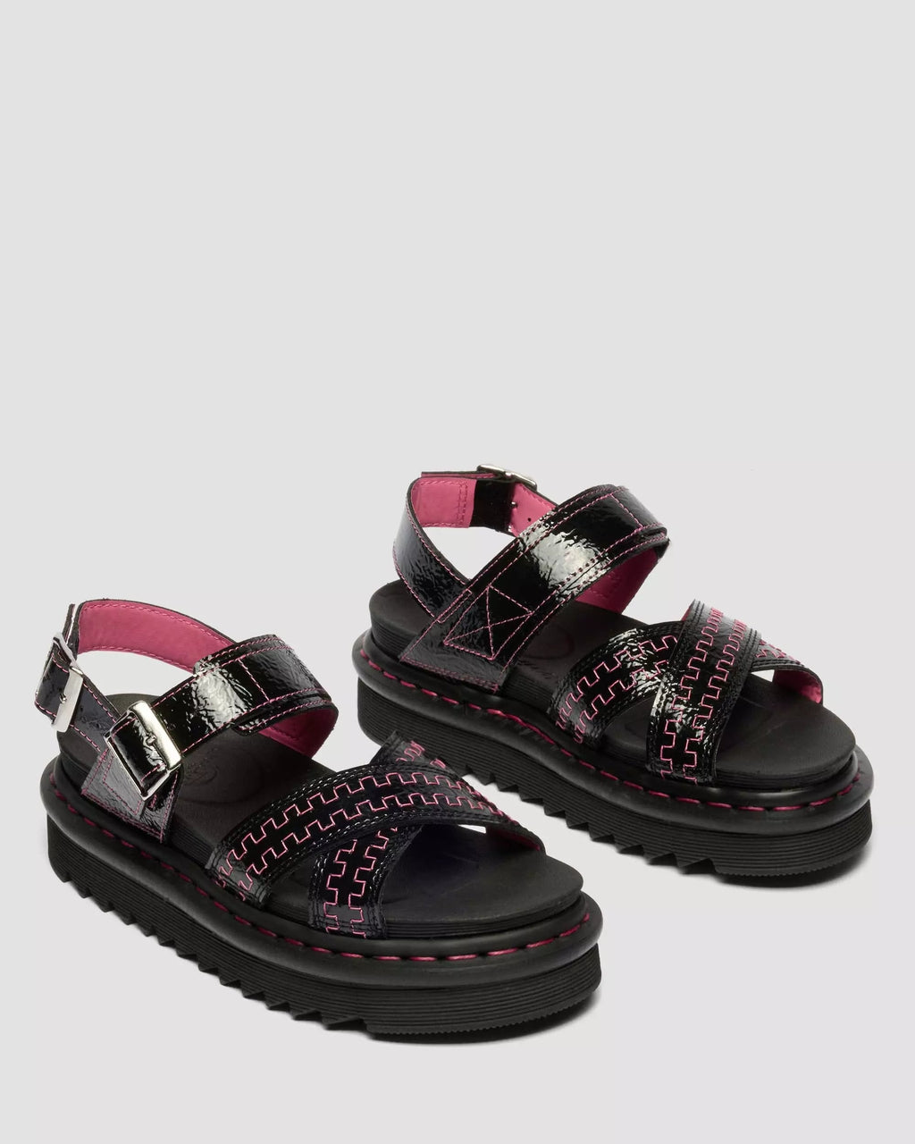 Voss II Distressed Patent Leather Sandals