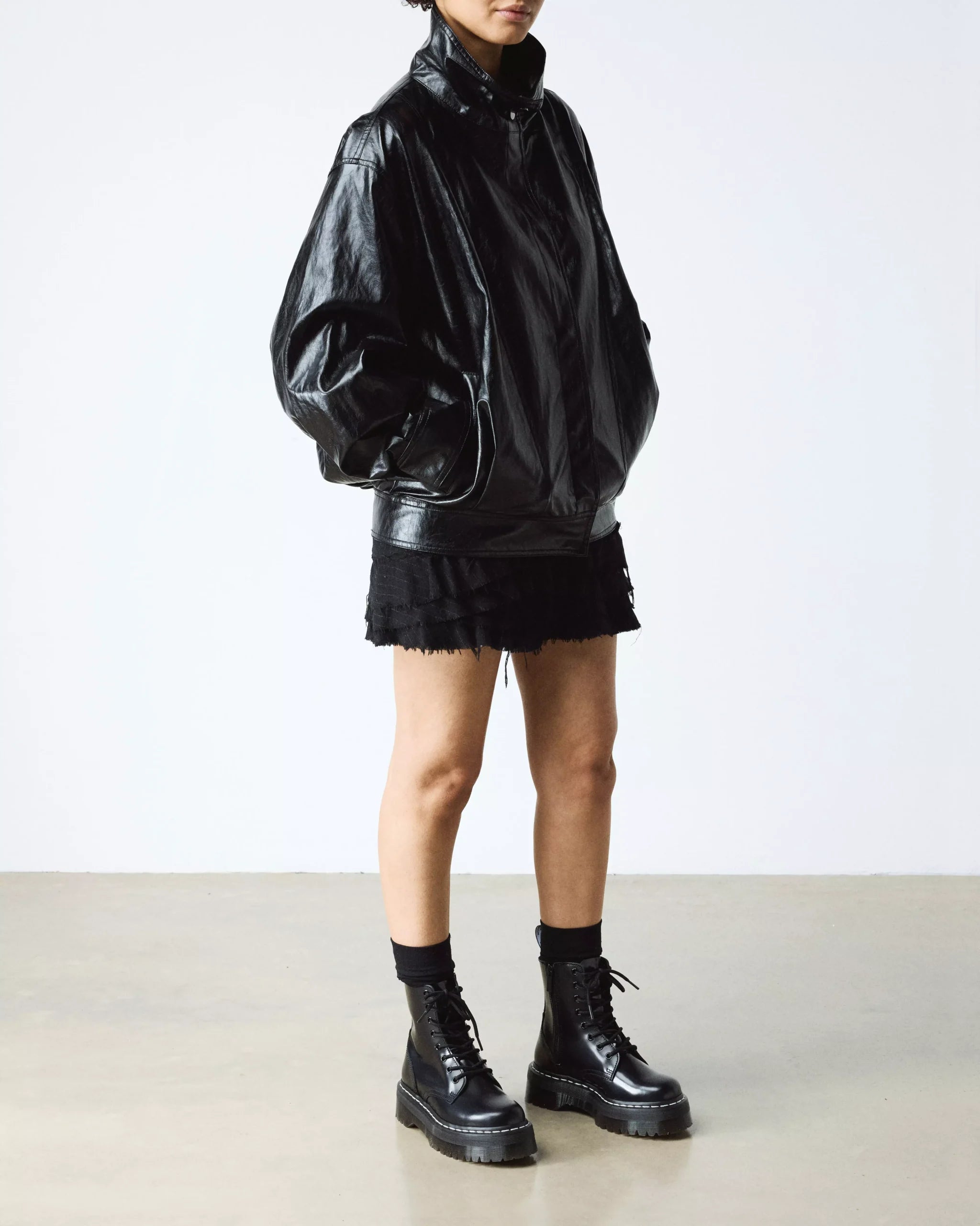 Jadon White Stitch Smooth Leather Platform Boots