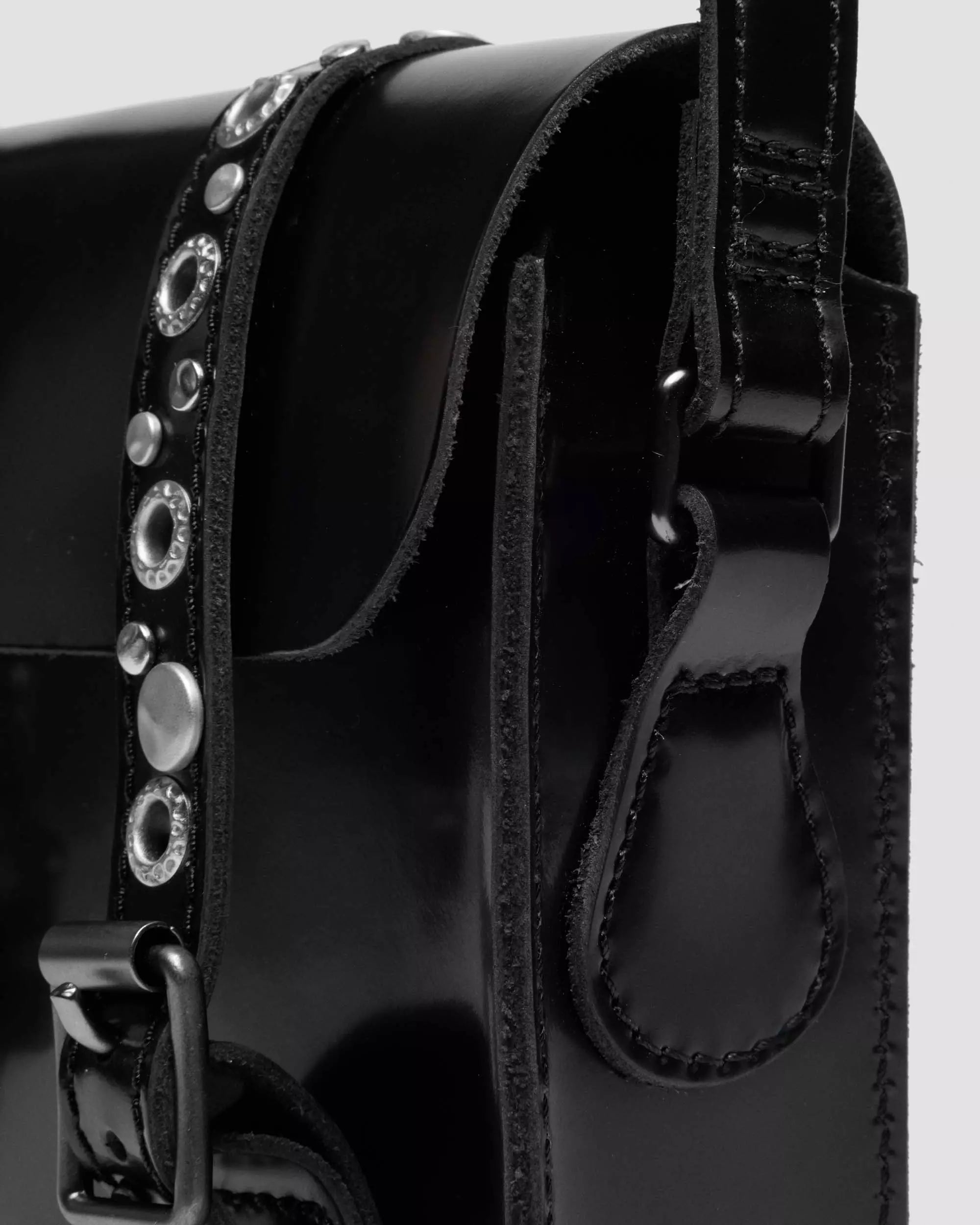 7 Inch Satchel Studded Kiev Leather Crossbody Bag