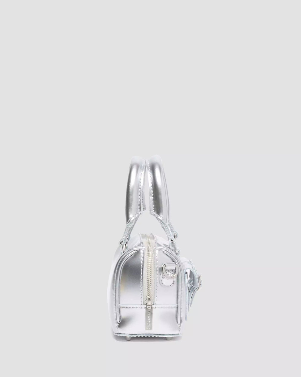Mini Top Handle Bag Silver Patent Leather Bag