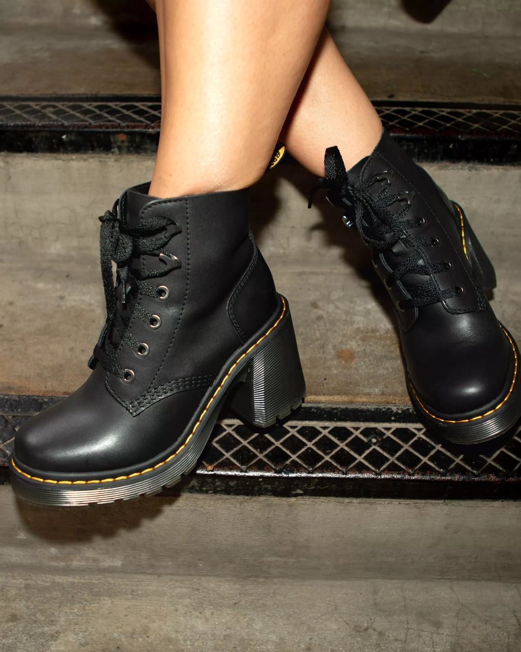 Jesy Sendal Leather Lace Up Flared Heel Boots