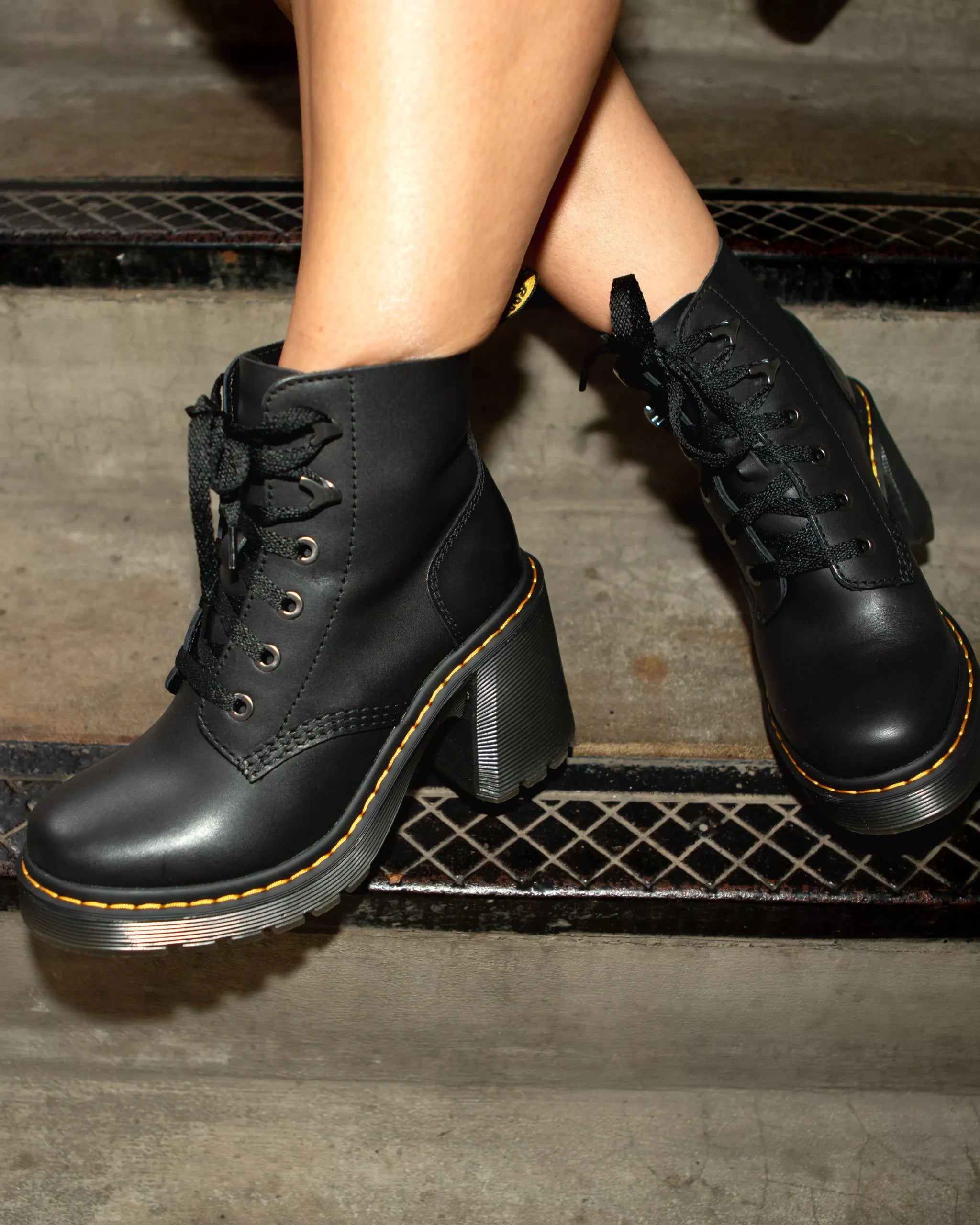 Jesy Sendal Leather Lace Up Flared Heel Boots
