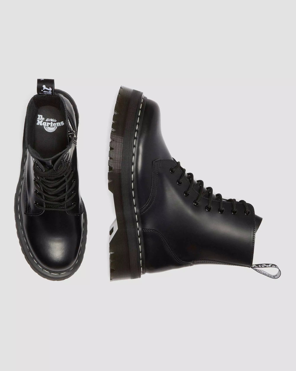 Jadon White Stitch Smooth Leather Platform Boots