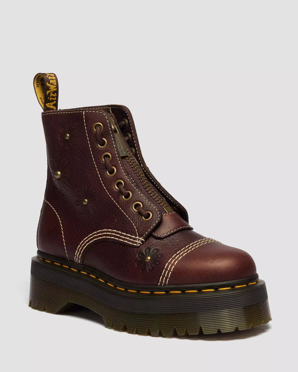 Sinclair Flower Grizzly Leather Platform Boots