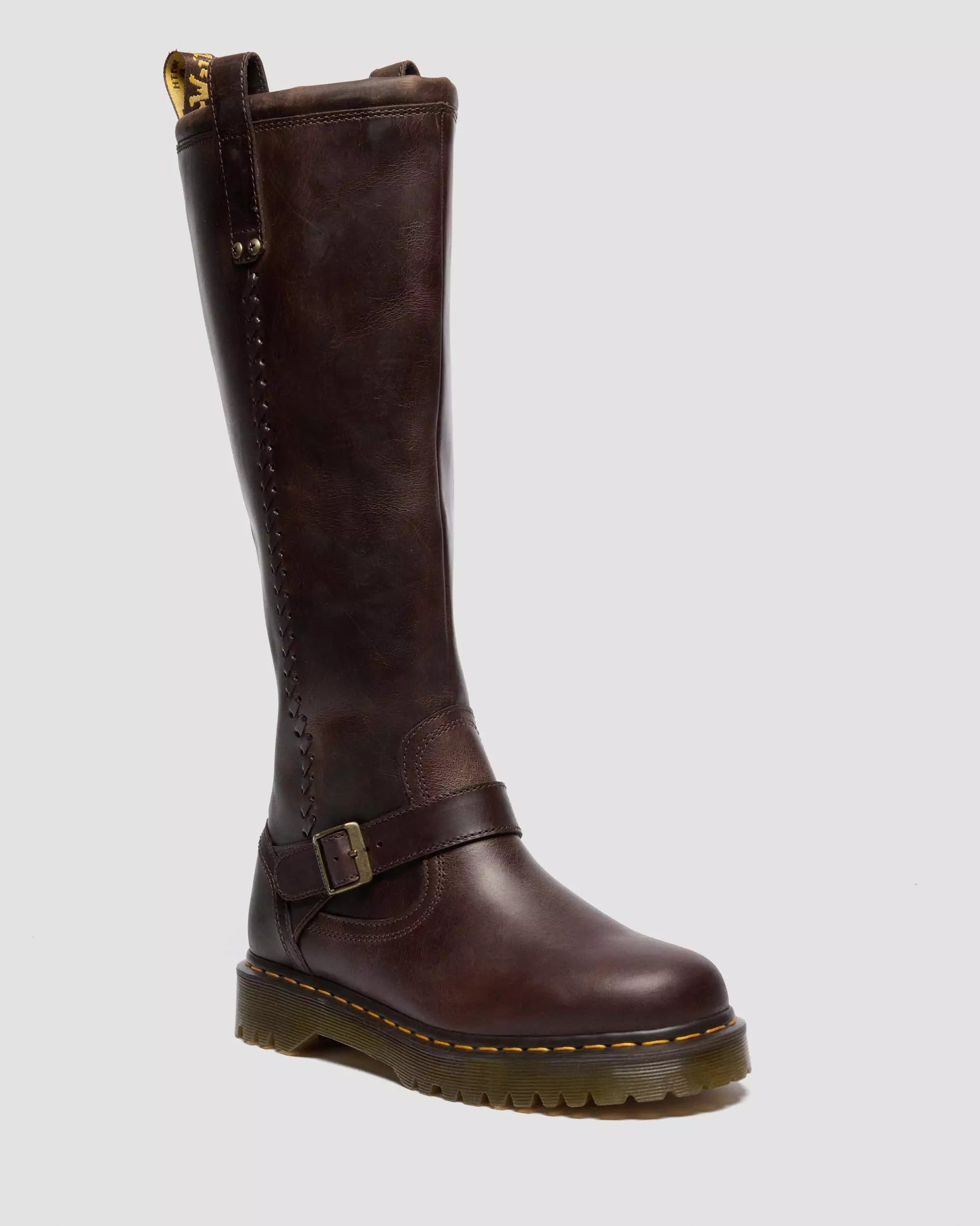 Anistone Knee High Crazy Horse Leather Biker Boots