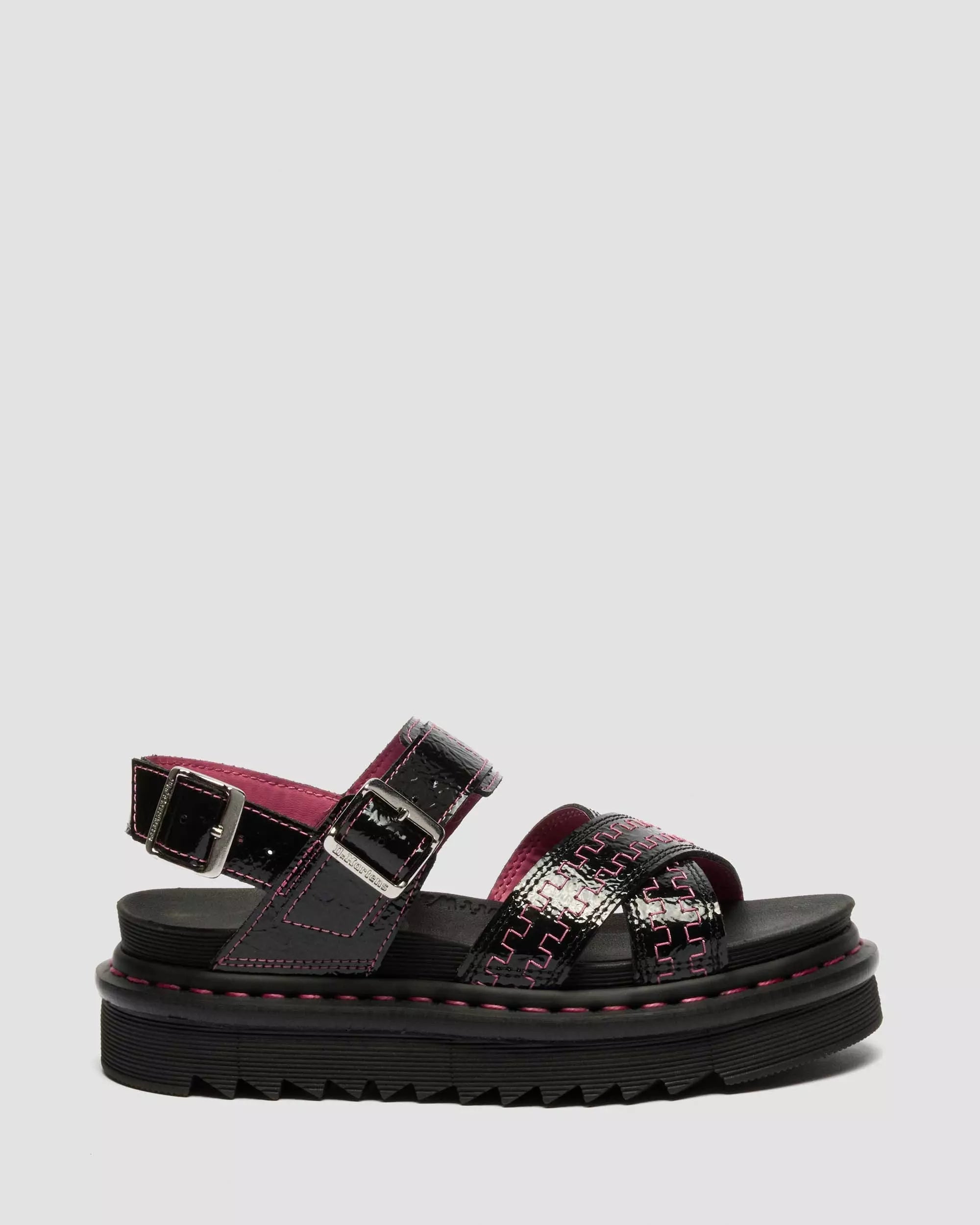 Voss II Distressed Patent Leather Sandals