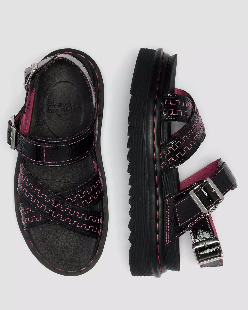 Voss II Distressed Patent Leather Sandals