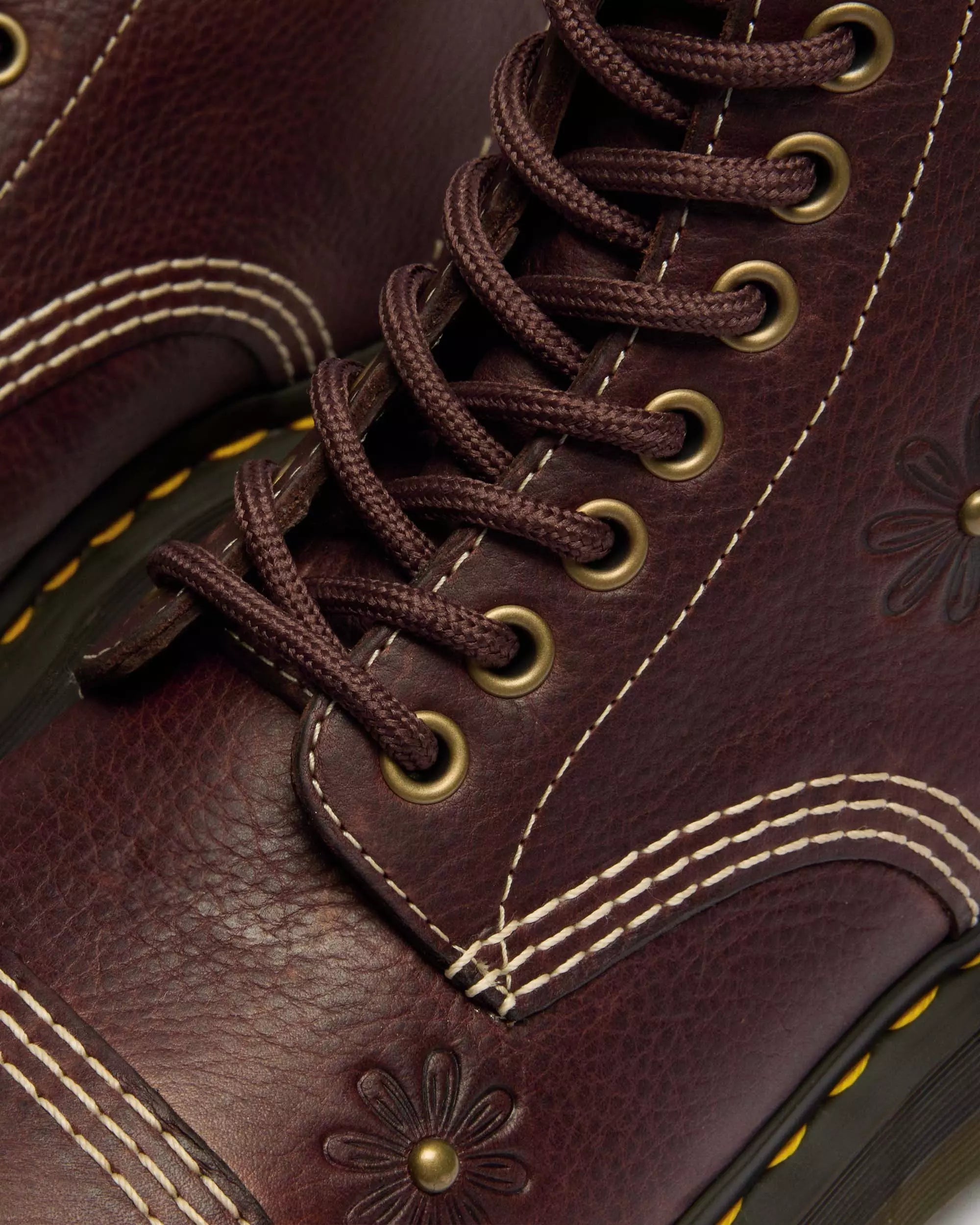 Sinclair Flower Grizzly Leather Platform Boots