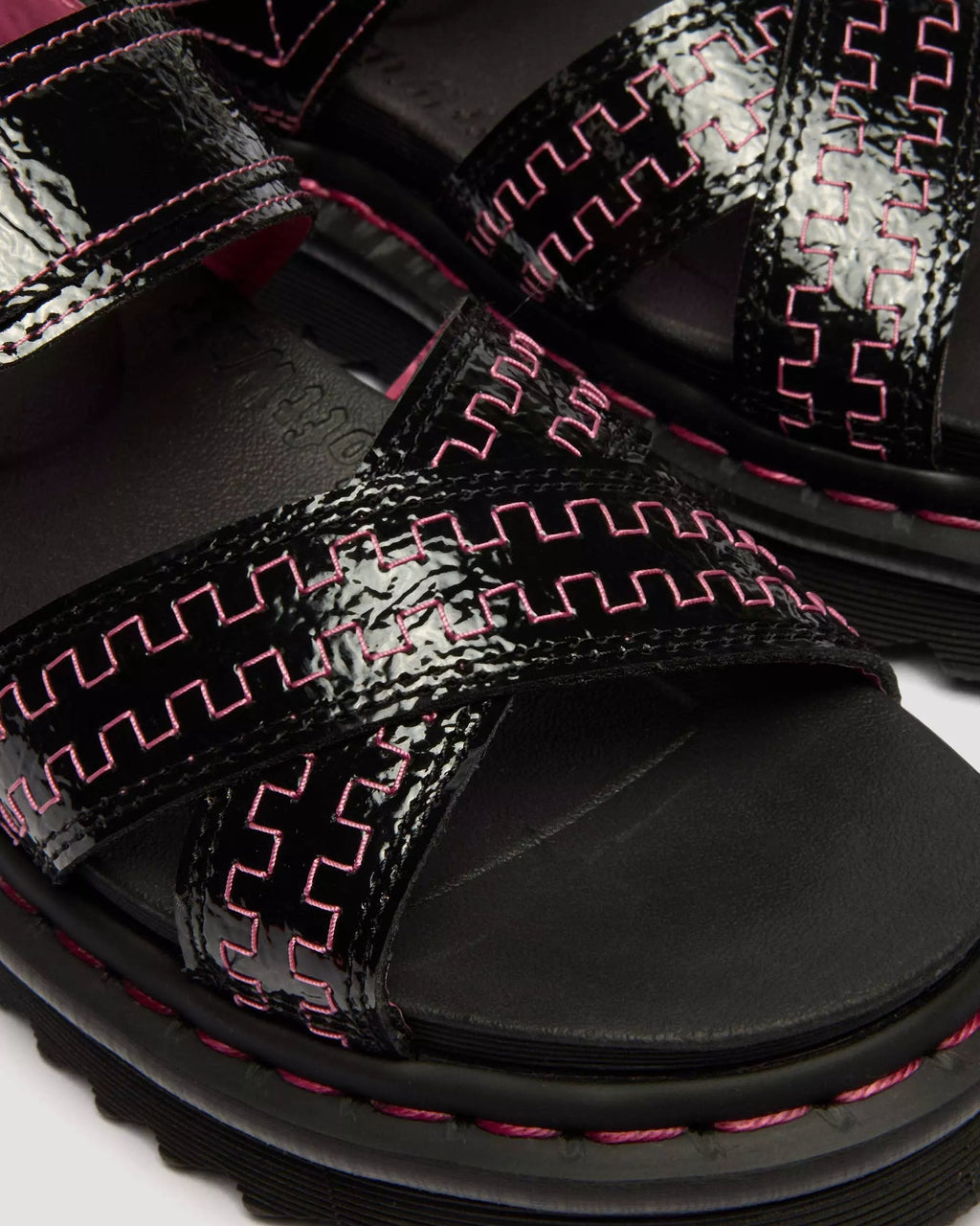 Voss II Distressed Patent Leather Sandals