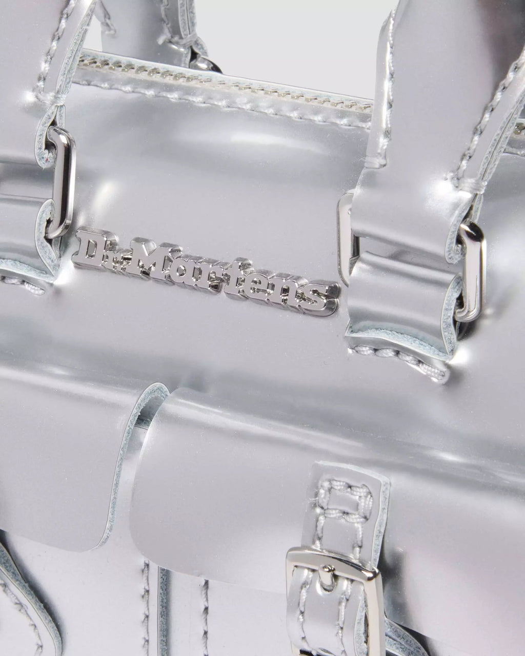 Mini Top Handle Bag Silver Patent Leather Bag