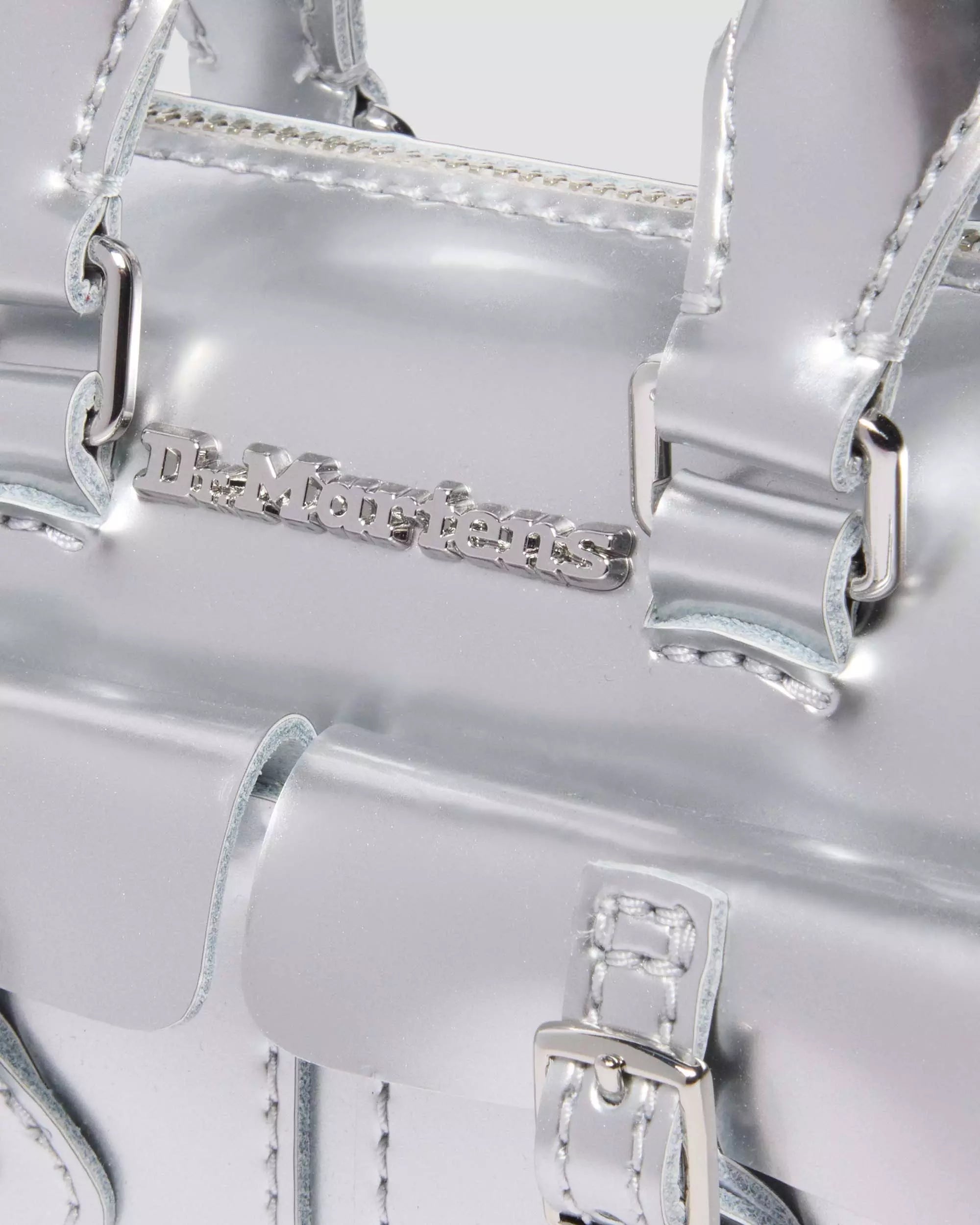 Mini Top Handle Bag Silver Patent Leather Bag