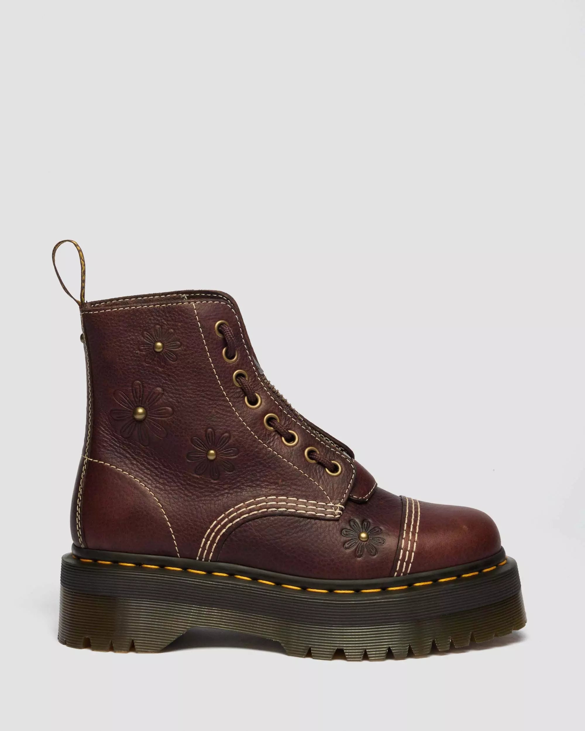 Sinclair Flower Grizzly Leather Platform Boots