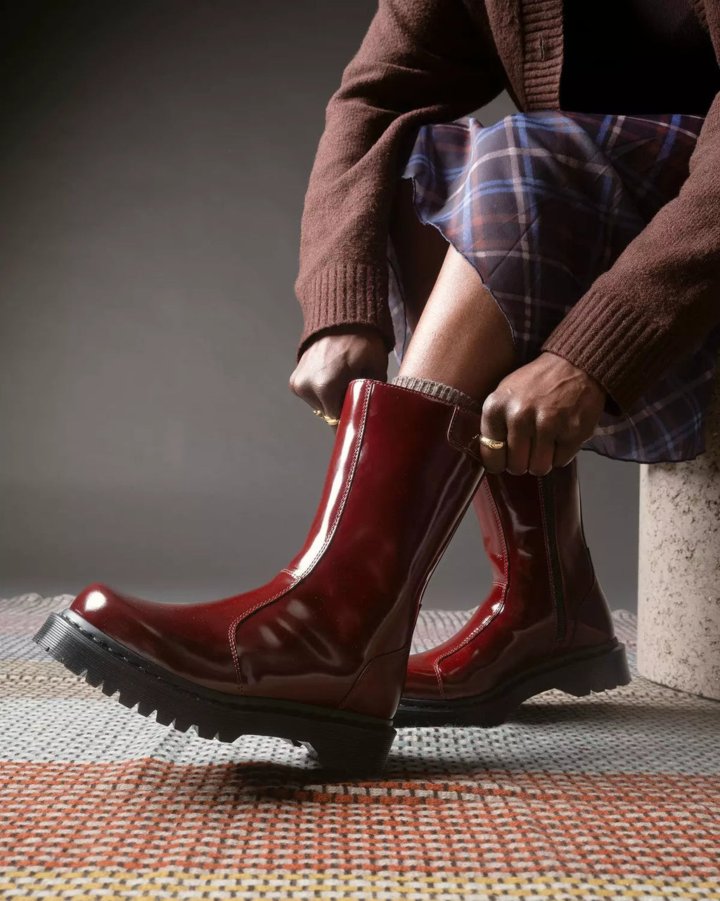 Rejena Lacquered Leather Boots