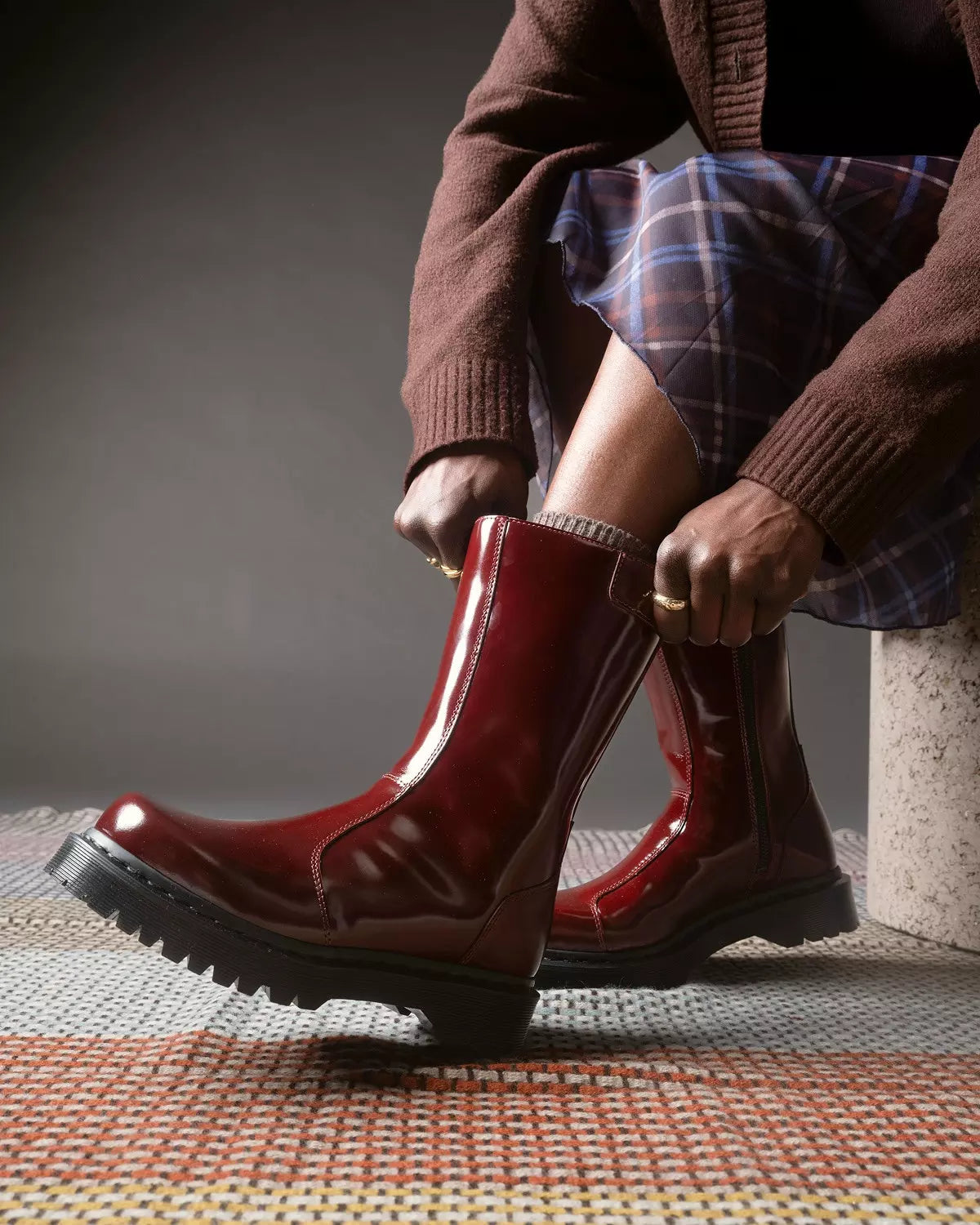 Rejena Lacquered Leather Boots