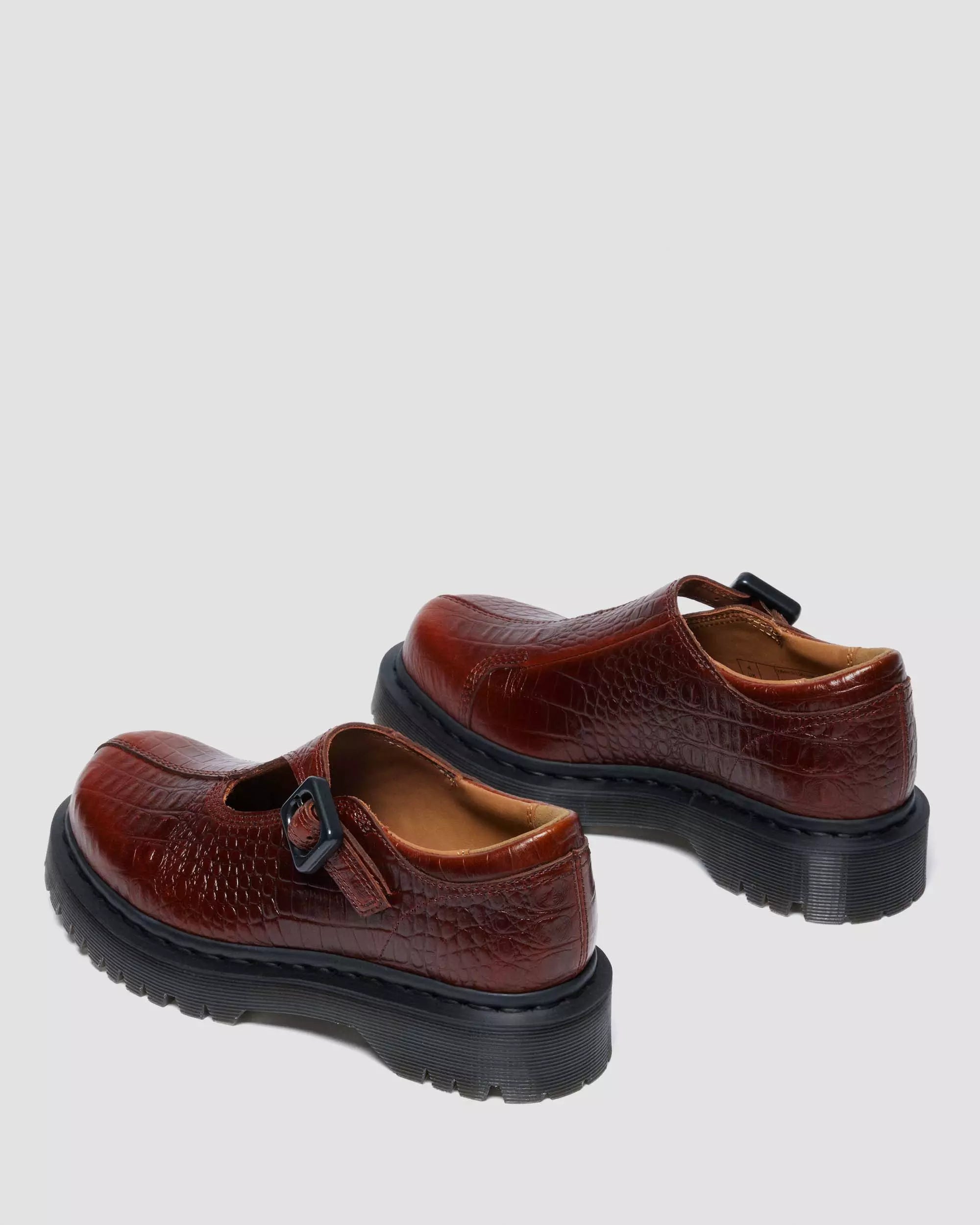 Rejena Mary Jane Croc Emboss Leather Shoes
