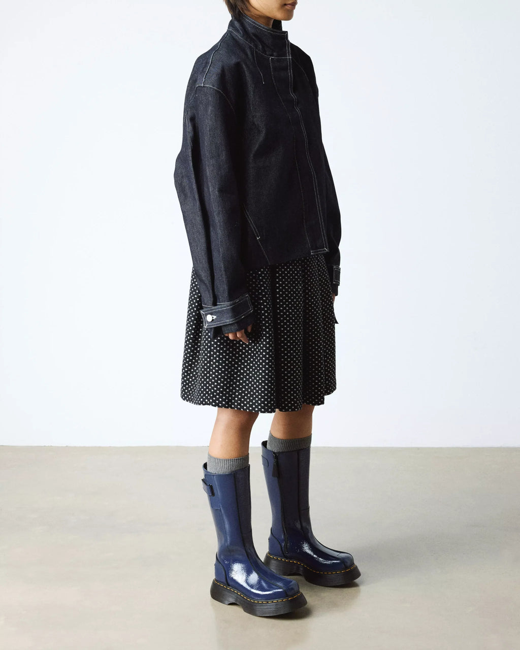 BUZZ HI Tall Distressed Patent Leather Boots