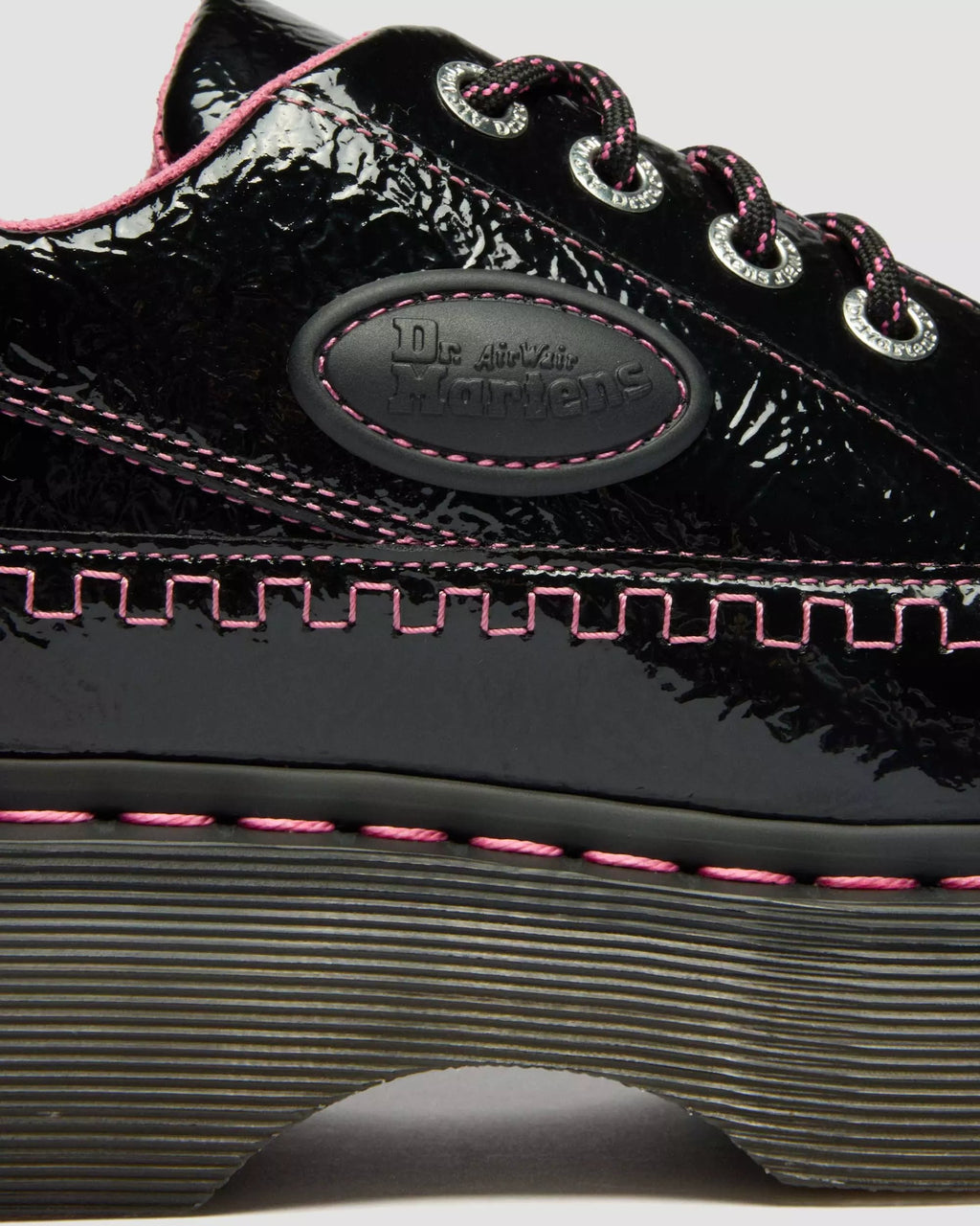 Buzz 5-Eye Distressed Patent Leather Shoes