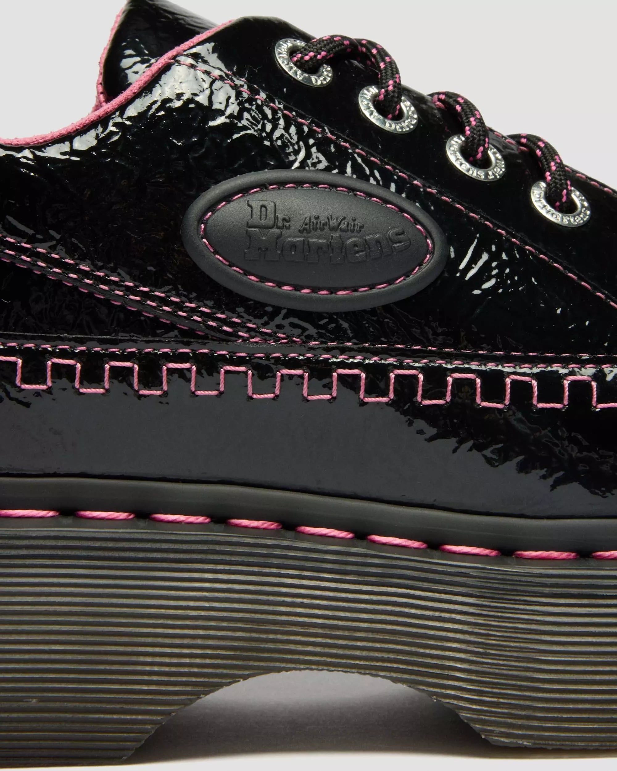 Buzz 5-Eye Distressed Patent Leather Shoes