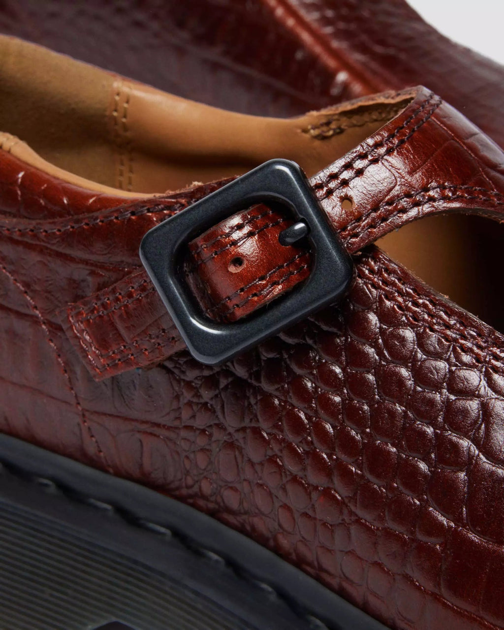 Rejena Mary Jane Croc Emboss Leather Shoes